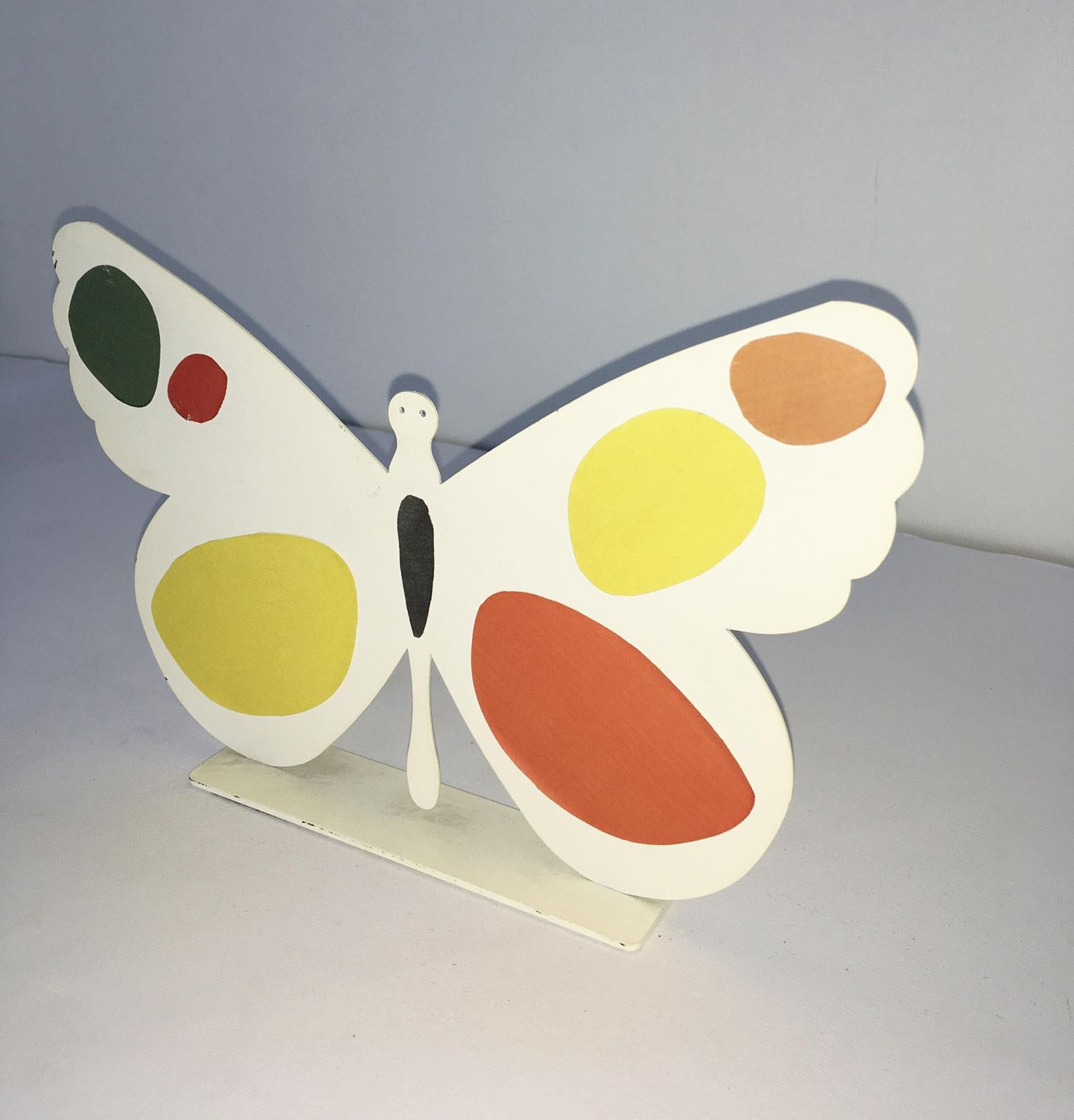 Italy 1980 Bruno Chersicla Volavola White Painted Metal Sculpture Butterfly For Sale 4
