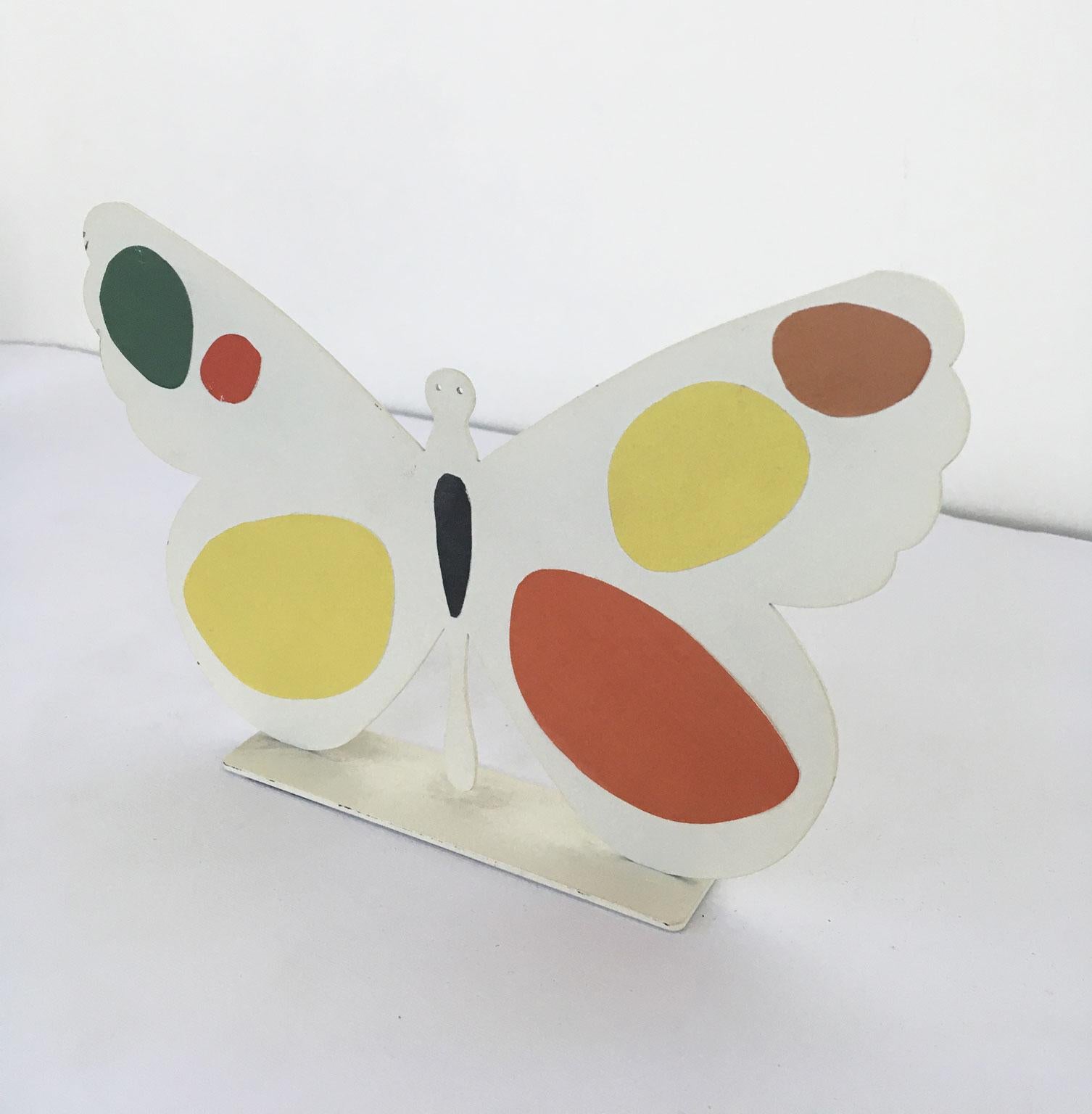 Italy 1980 Bruno Chersicla Volavola White Painted Metal Sculpture Butterfly For Sale 5