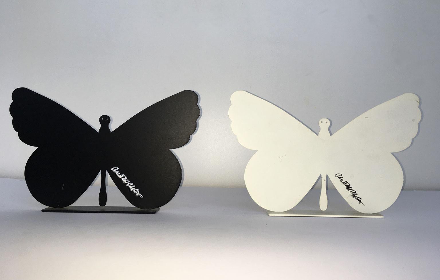 Italy 1980 Bruno Chersicla Volavola White Painted Metal Sculpture Butterfly For Sale 8