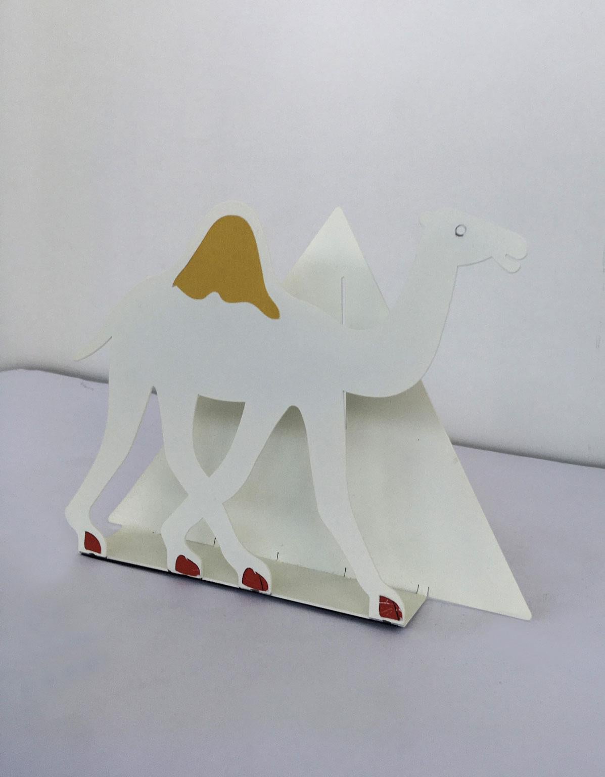 Italy 1980 Bruno Chersicla White Painted Metal Sculpture Egitto For Sale 18