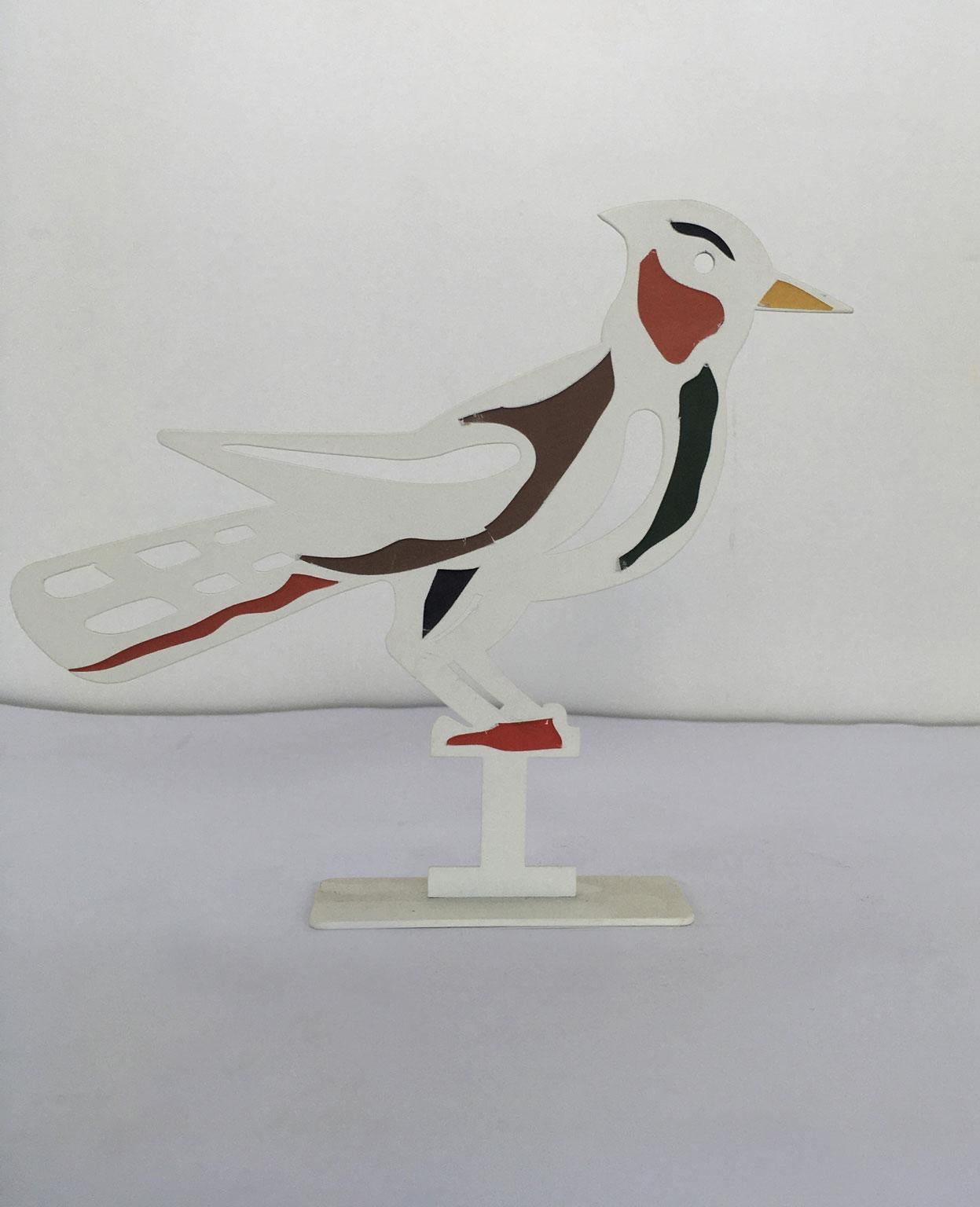 Italy 1980 Bruno Chersicla White Painted  Metal Sculpture Upupa For Sale 17