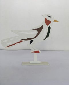 Italy 1980 Bruno Chersicla White Painted  Metal Sculpture Upupa