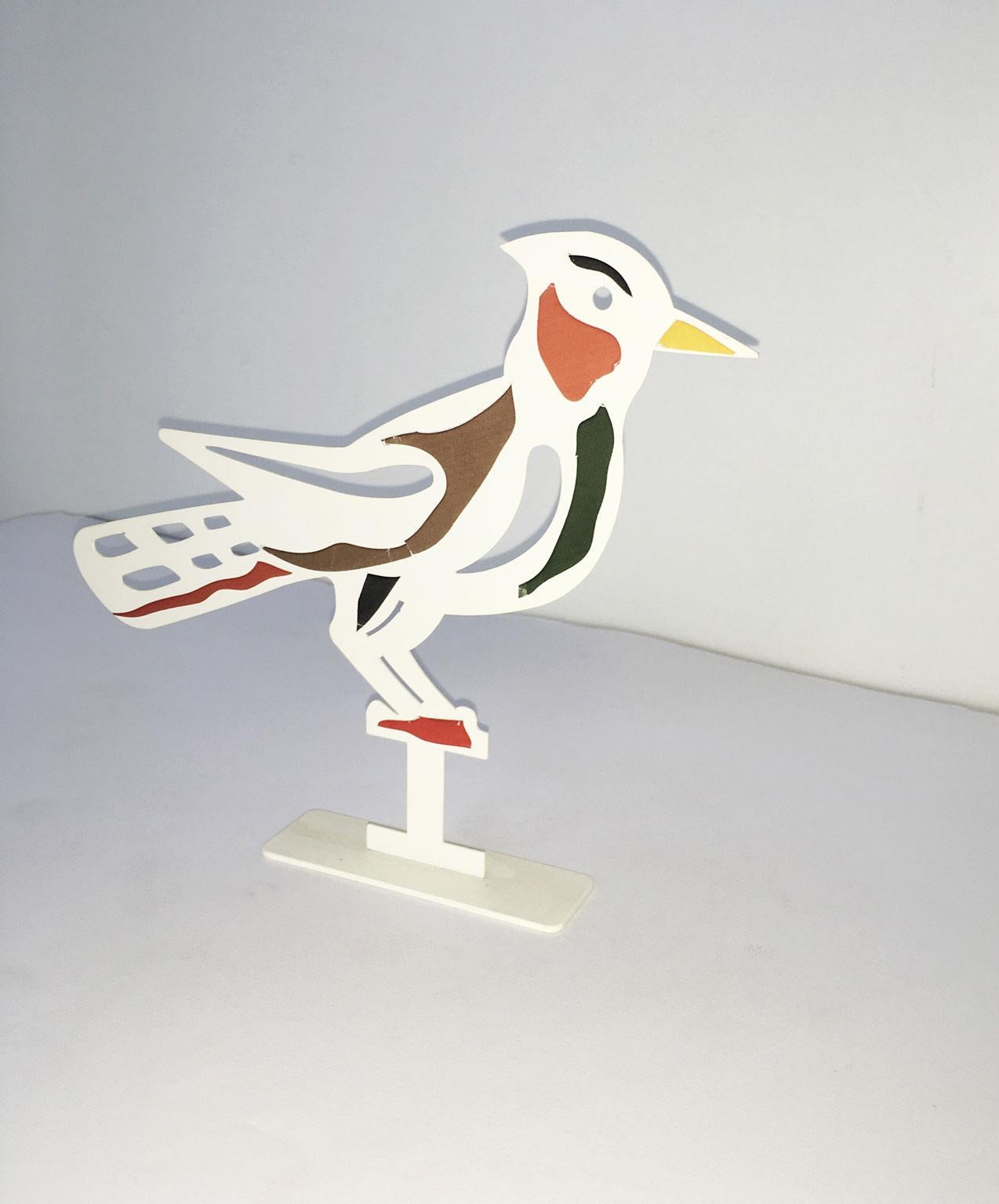 Italy 1980 Bruno Chersicla White Painted  Metal Sculpture Upupa For Sale 2