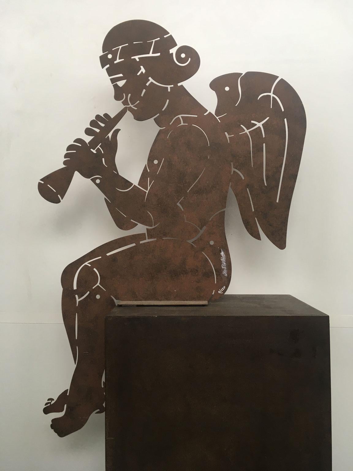 Red Angel Italy 1980 Iron Abstract Sculpture by Bruno Chersicla For Sale 9
