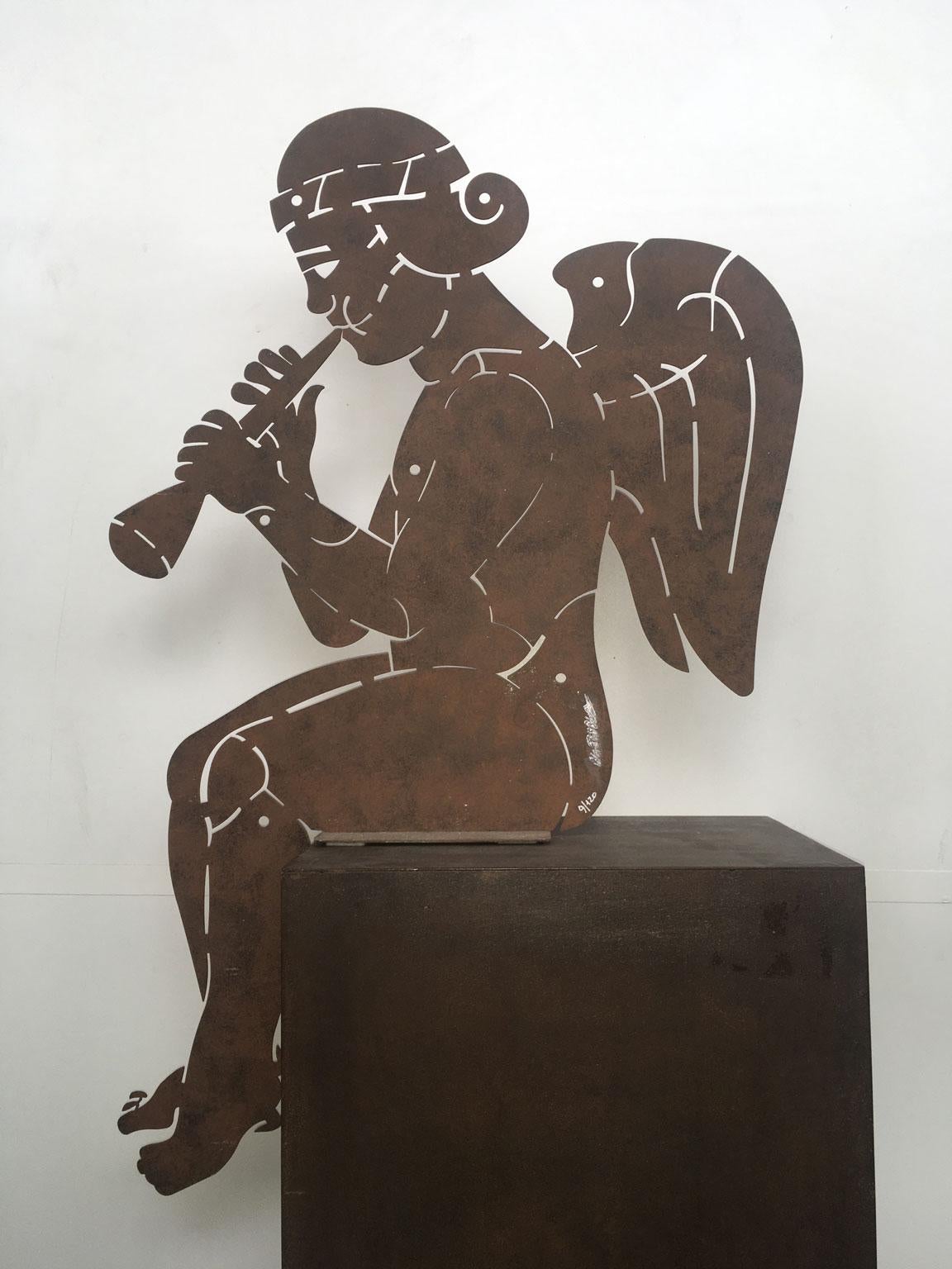 Roter Engel Italien 1980 Eisen Abstrakte Skulptur von Bruno Chersicla im Angebot 10