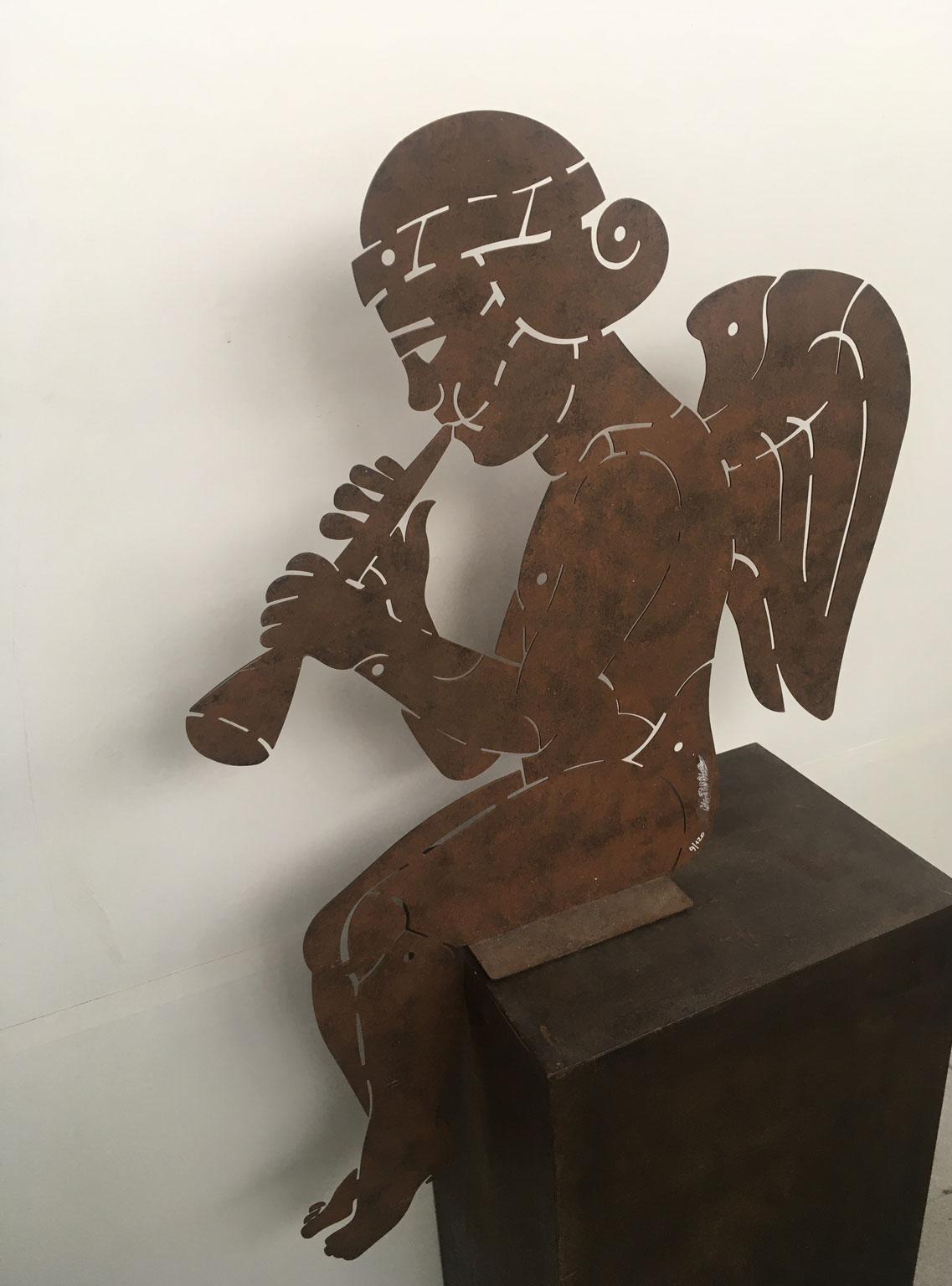 Red Angel Italy 1980 Iron Abstract Sculpture by Bruno Chersicla For Sale 12