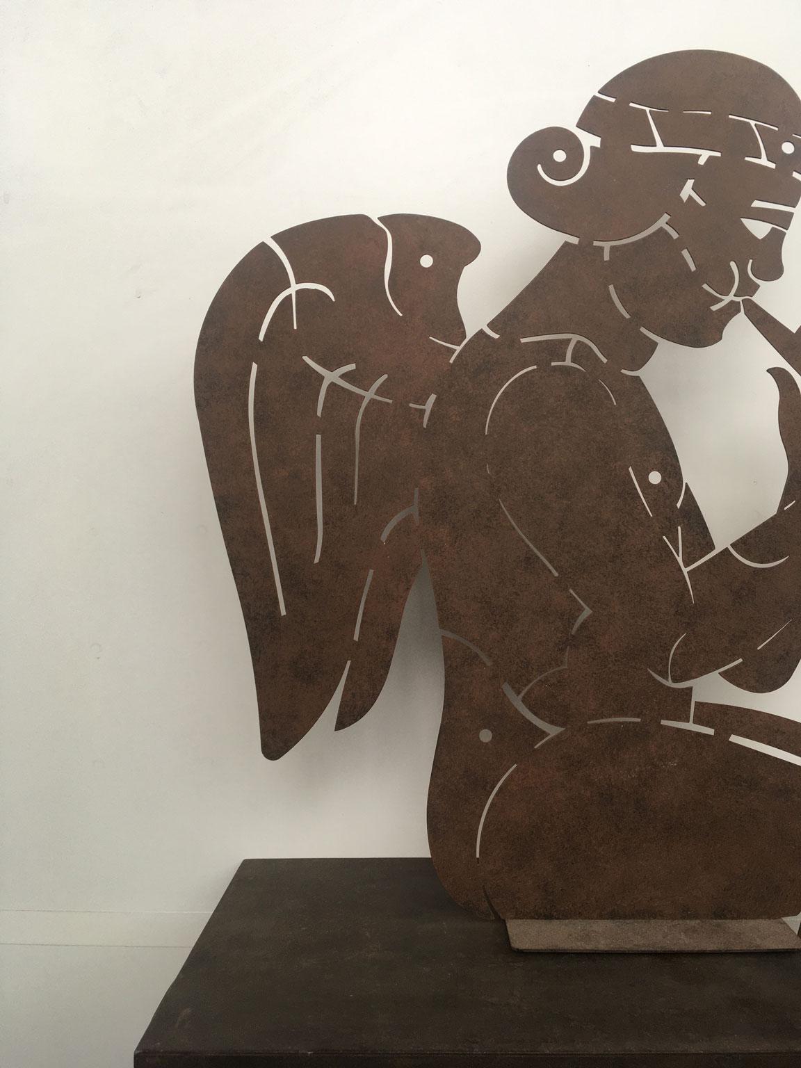Roter Engel Italien 1980 Eisen Abstrakte Skulptur von Bruno Chersicla im Angebot 16