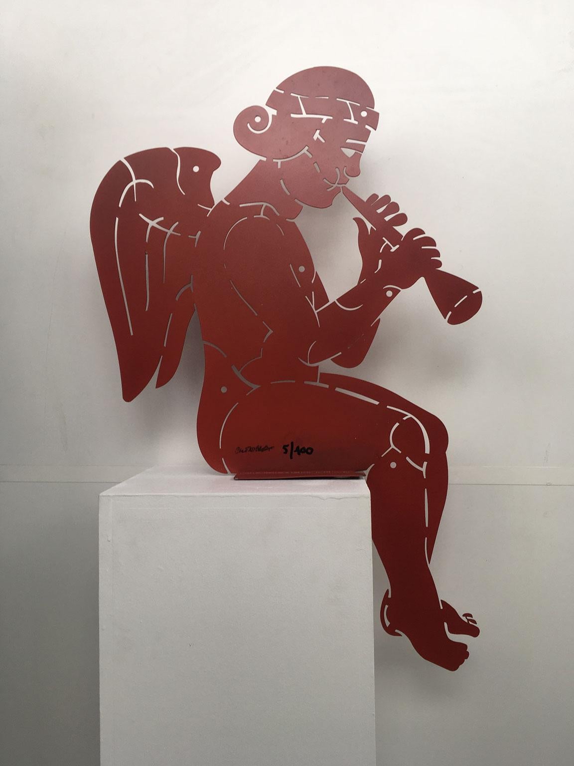 Roter Engel Italien 1980 Eisen Abstrakte Skulptur von Bruno Chersicla im Angebot 1