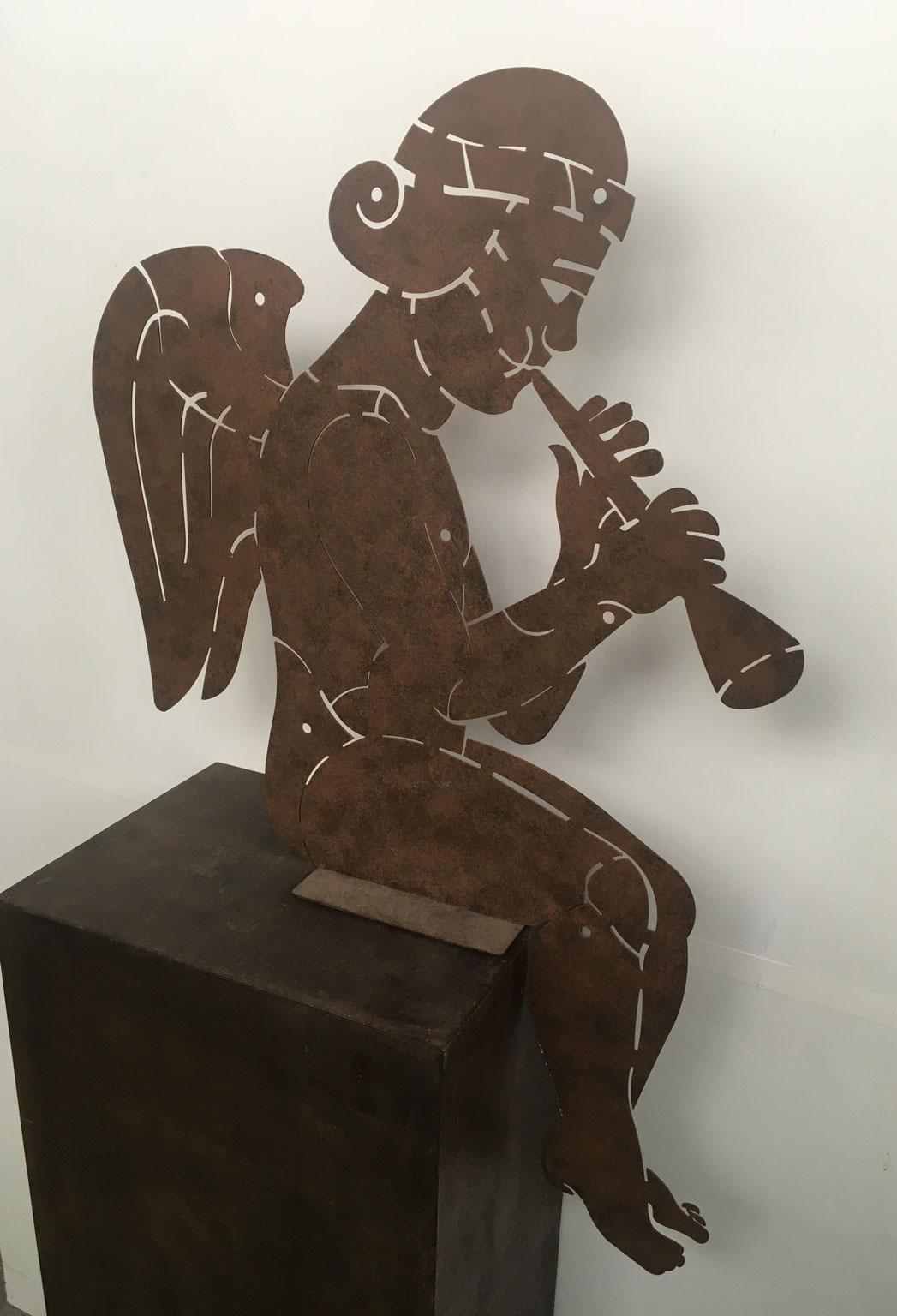 Roter Engel Italien 1980 Eisen Abstrakte Skulptur von Bruno Chersicla im Angebot 19