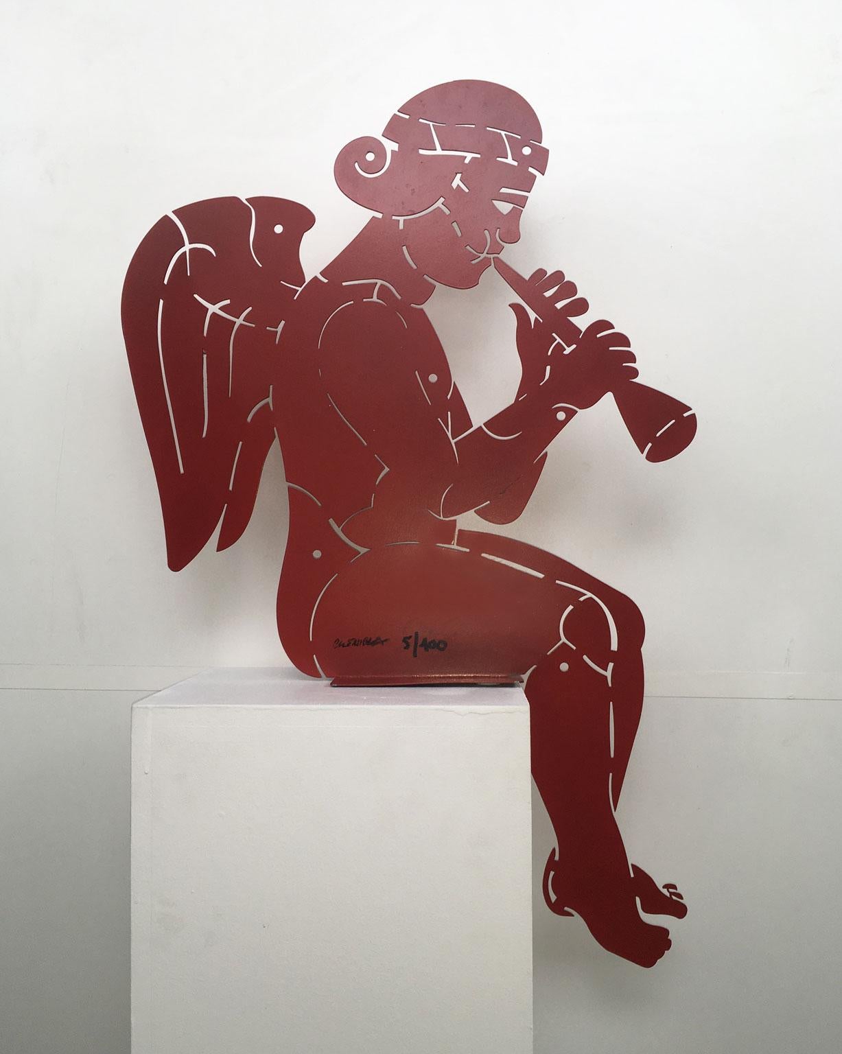 Red Angel Italy 1980 Iron Abstract Sculpture by Bruno Chersicla For Sale 2