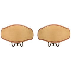 Bruno Chiarini Pair of Large Mid-Century Brass and Parchment Wall Sconces, 1950s