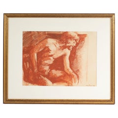 Bruno Civitico 1978 Dessin au pastel et à l'aquarelle signé d'une figure nue