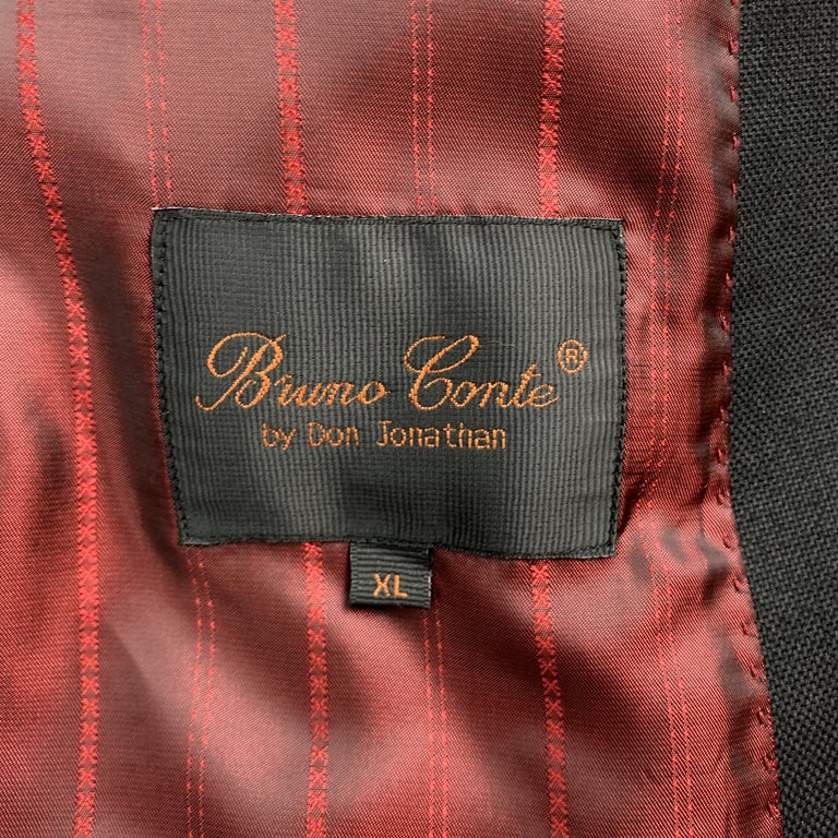 BRUNO CONTE Size XL Black and Red Polyester Notch Lapel Sport Coat at ...