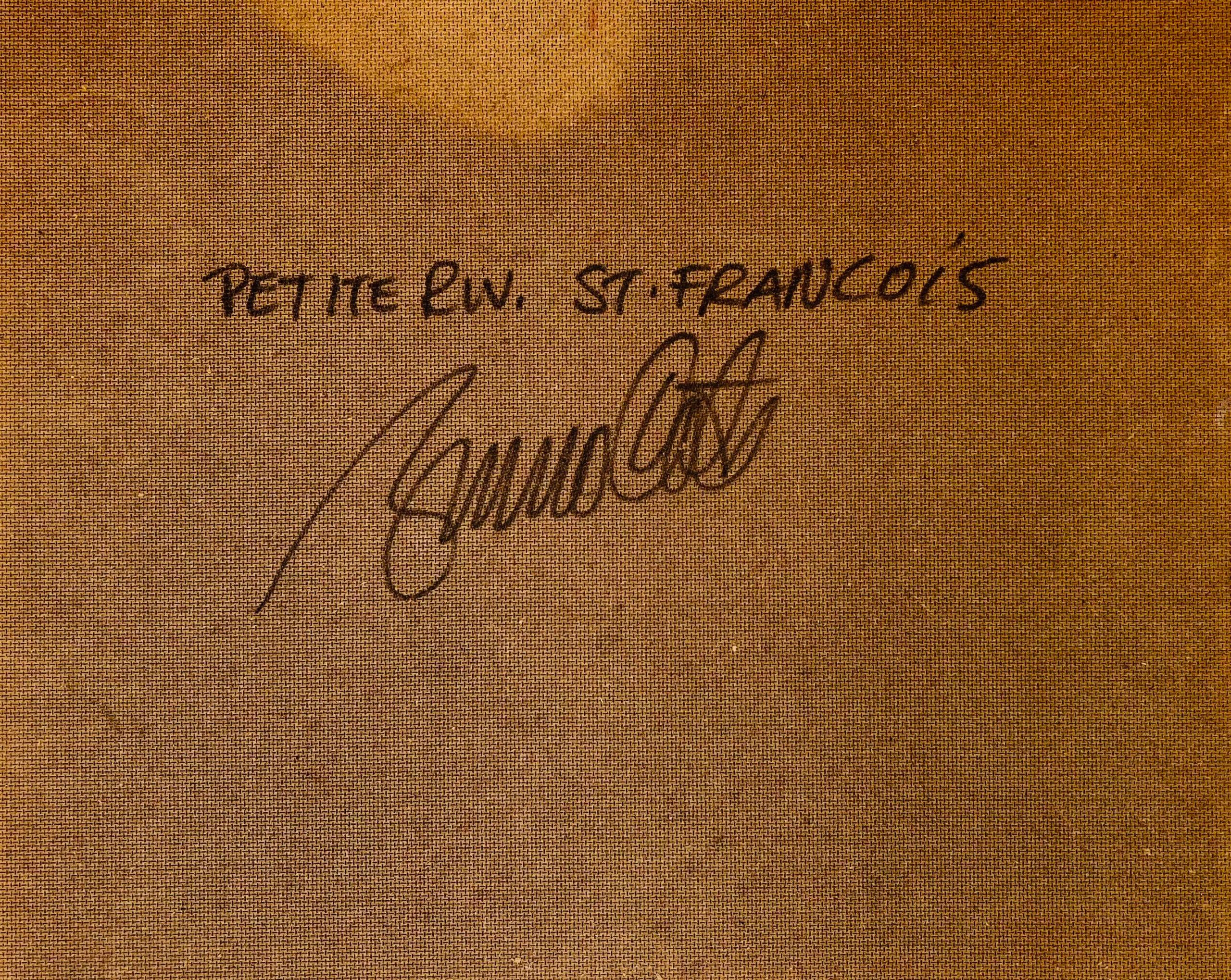 Bruno Côté, canadese, 1940-2010
Charlevoix 
Olio su masonite
16 x 20 pollici
Firmato e datato in basso a sinistra; firmato e intitolato verso
incorniciato