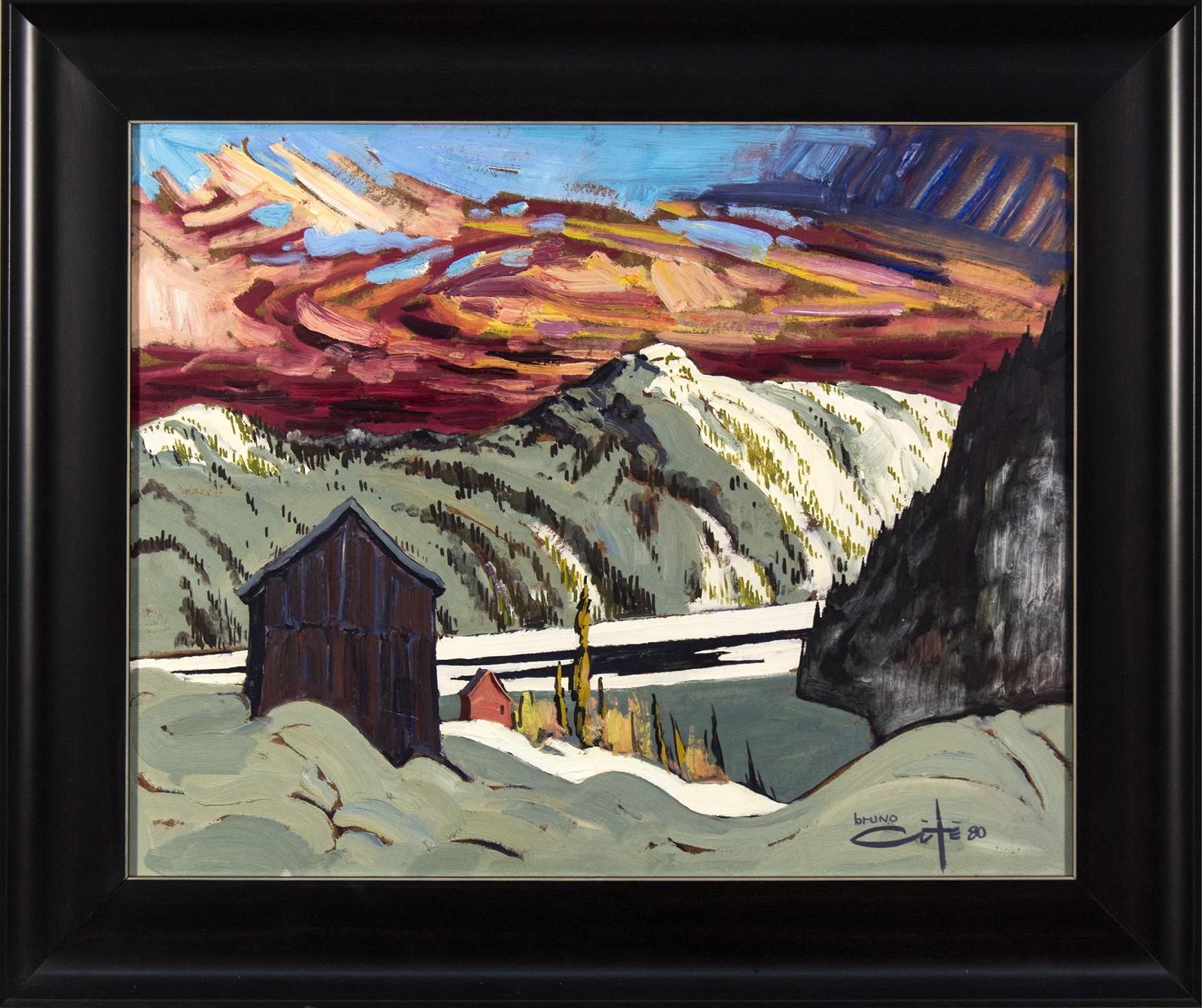 Bruno Côté Landscape Painting - Pres De Sacre Coeur - 20th century expressionistic, mountainous landscape