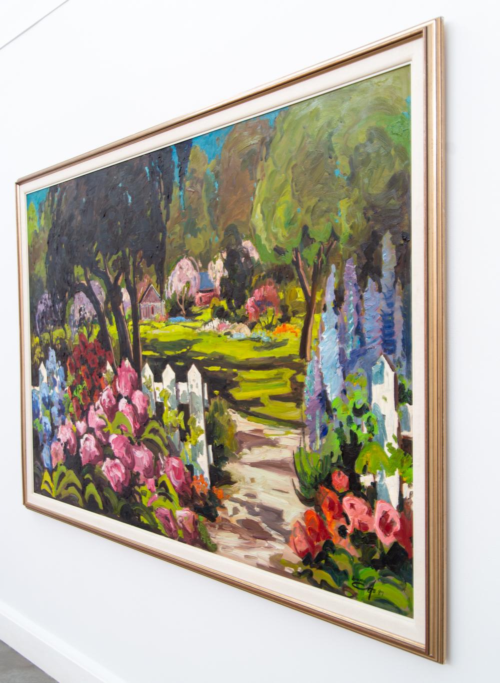 In stunning colour and detail, Quebec artist Bruno Côté has rendered the famous Métis gardens—one of Canada’s most treasured historic sites that sits on the south shore of the St. Lawrence River. In this realistic oil, brilliant spring colours of