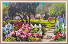 Retro Reford Gardens (Jardin de Metis) - 20th century, expressionistic, oil on board