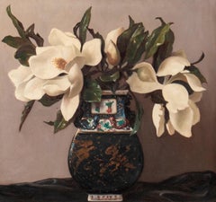 Vase with Flowers - Original Oil on Canvas by Bruno Croatto - 1895