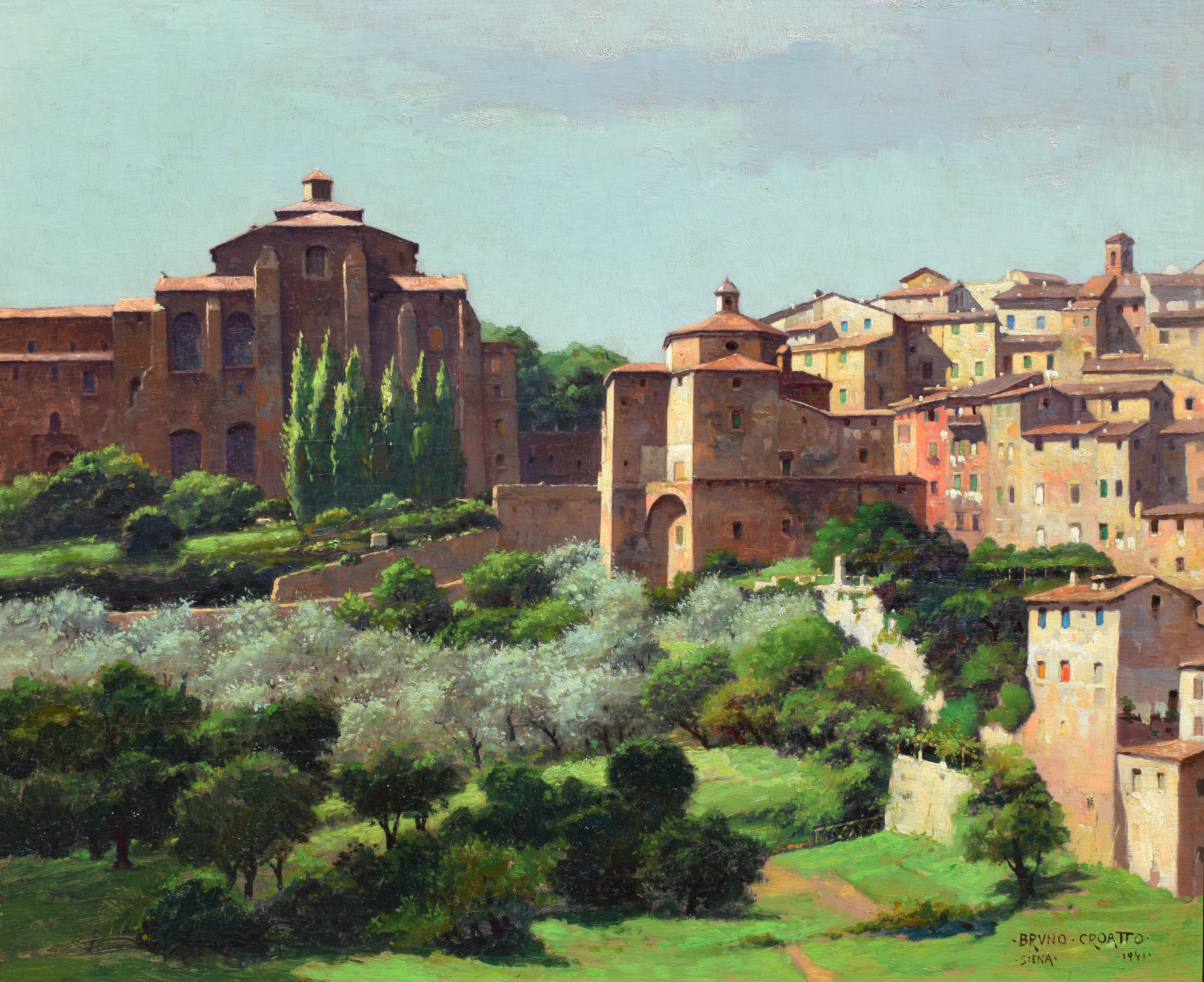 Bruno Croatto Landscape Painting - View of Siena
