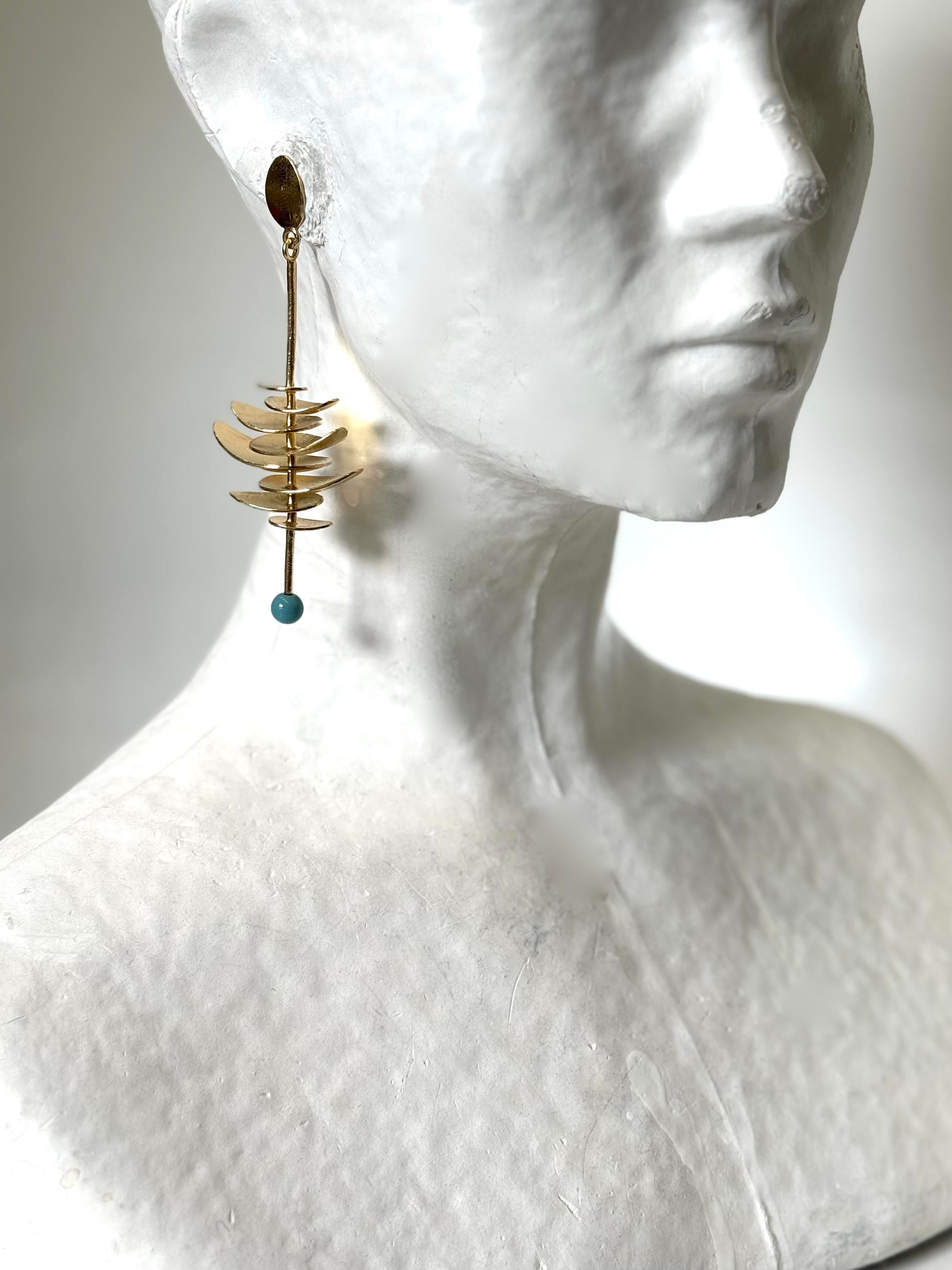 Women's or Men's Bruno Da Rocha  Vermeil and Turquoise long Earring