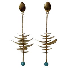 Bruno Da Rocha Vermeil and Turquoise long Earring