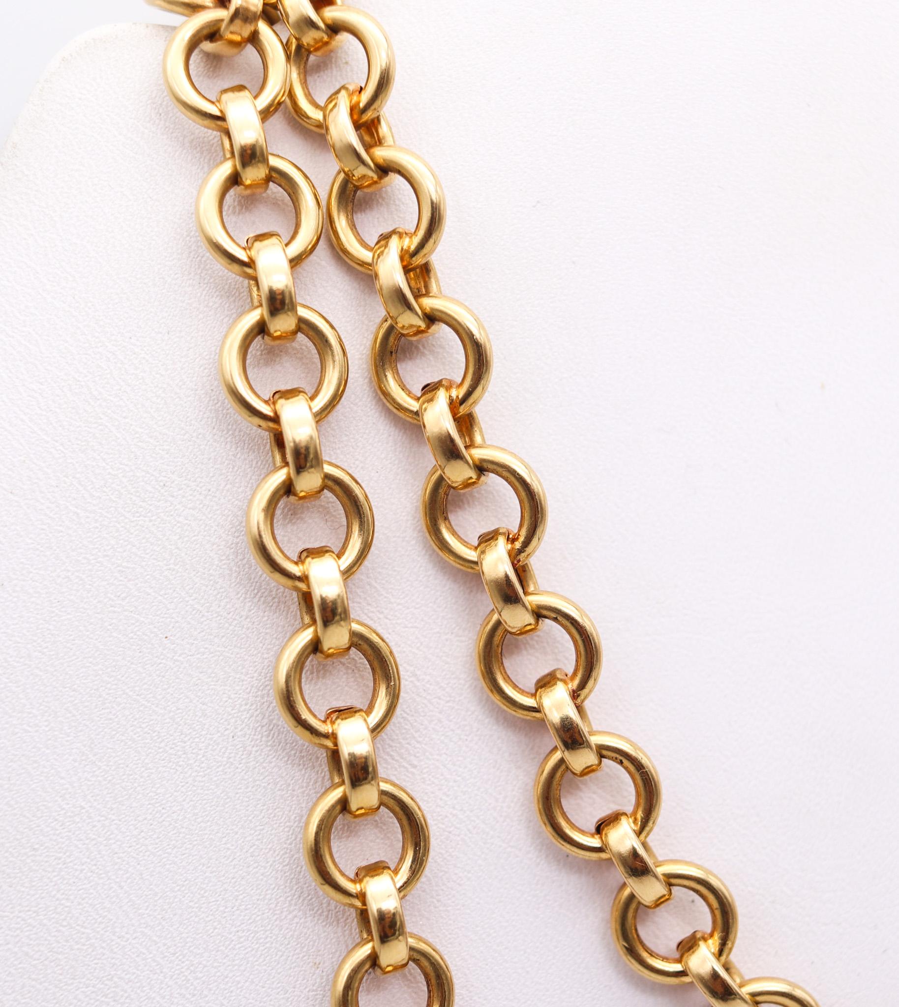 Bruno Dal Lago 1970 Vicenza Modernist Links Chain In Polished 18Kt Yellow Gold In Excellent Condition For Sale In Miami, FL