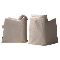 Silla Carioquinha Bruno de Carvalho - Lino, Espuma y Latón Salón con Ruedas