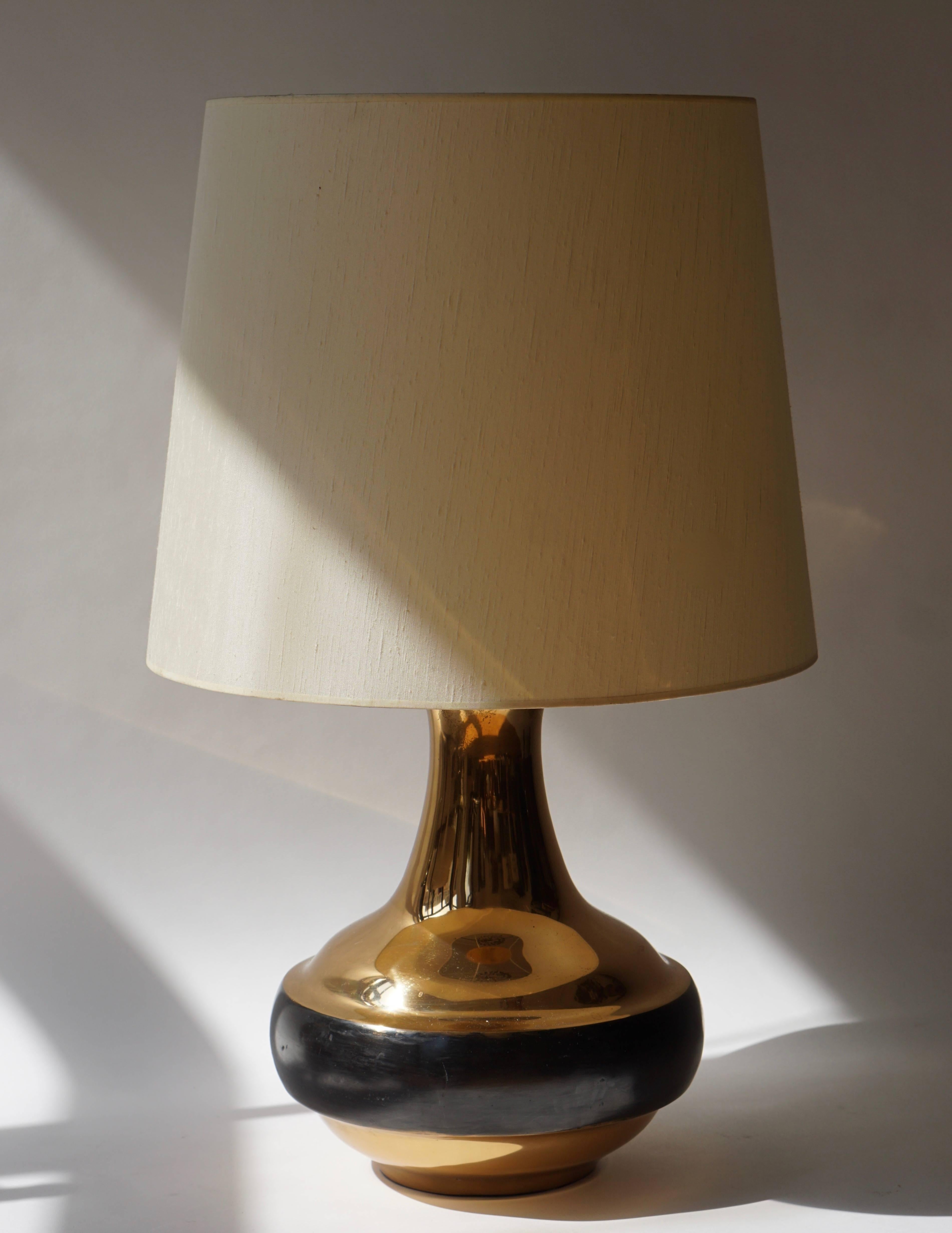 20th Century Bruno Gambone Bronze Gilded Table Lamp For Sale