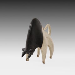 Bruno Gambone Glazed Ceramic Bull Sculpture, Italy, 1970s
