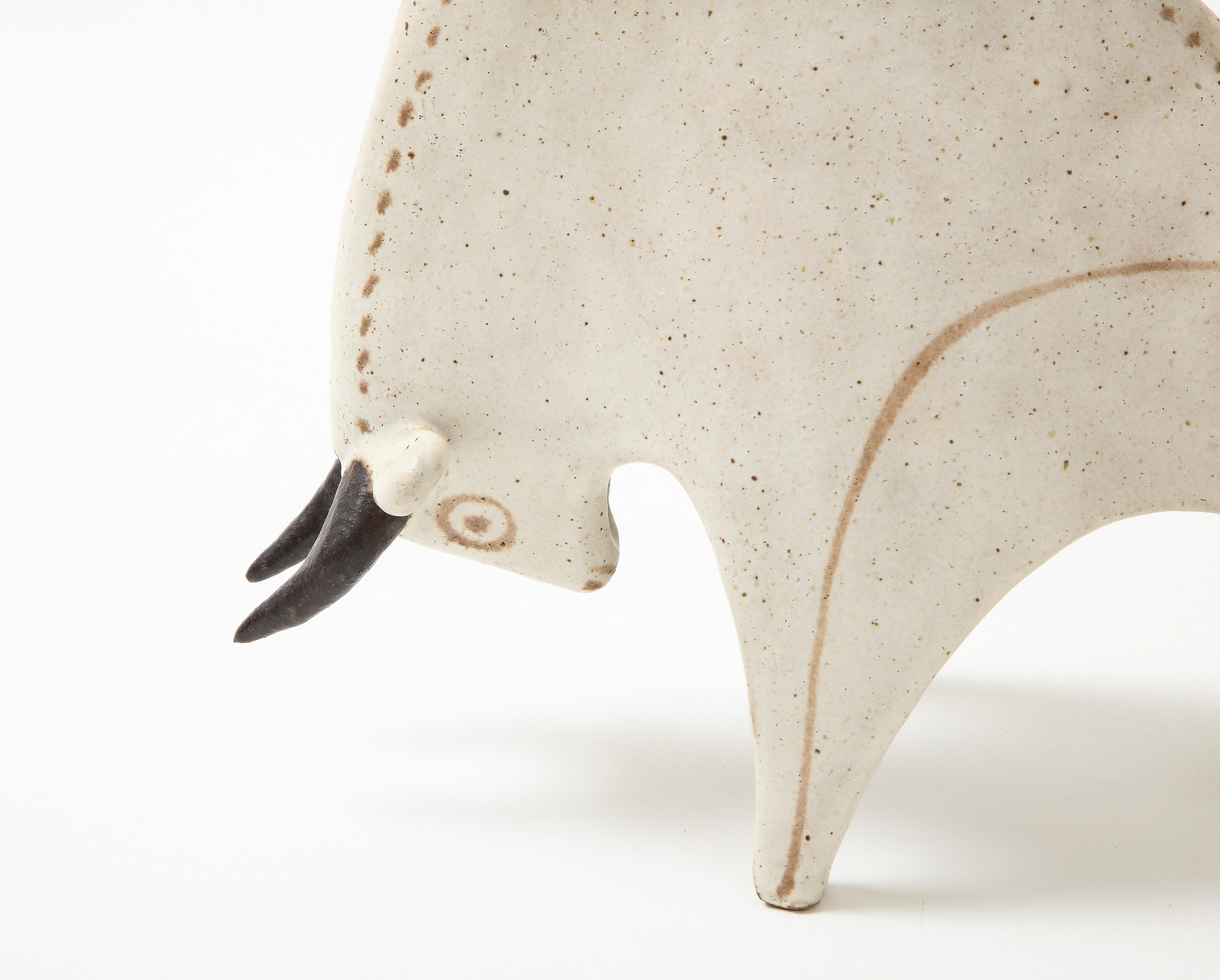 Bruno Gambone Ceramic Bull Sculpture, Italy, 1970s 1