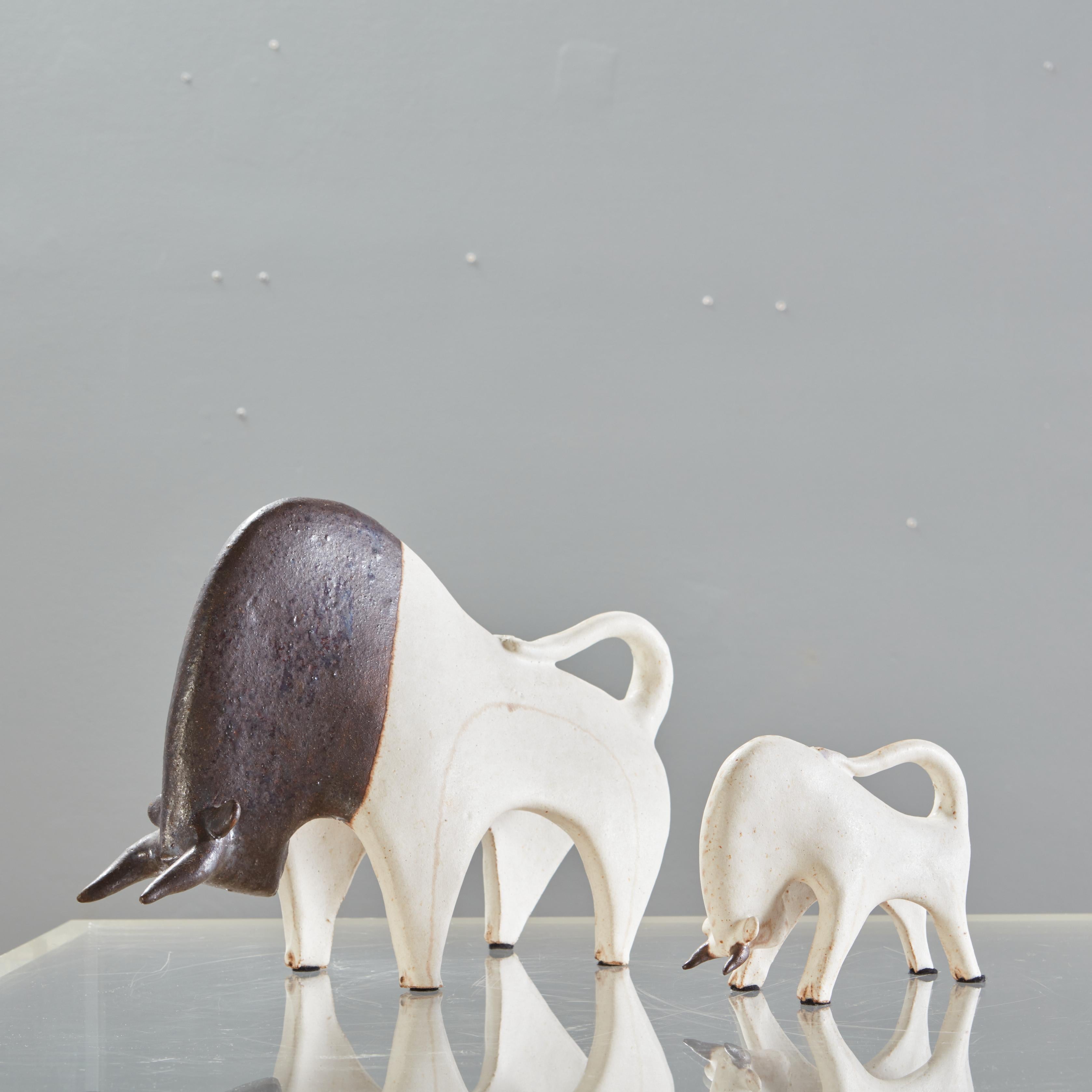 20th Century Bruno Gambone Ceramic Bulls, a Pair