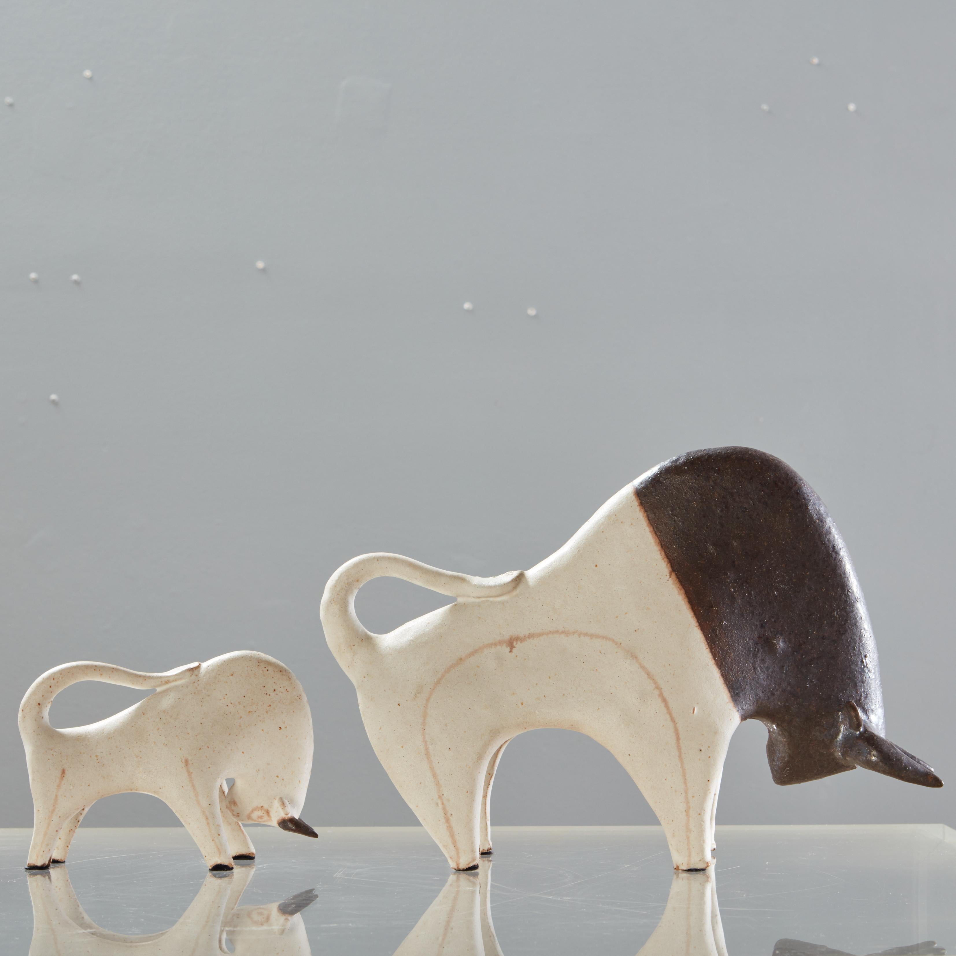 Italian Bruno Gambone Ceramic Bulls, a Pair