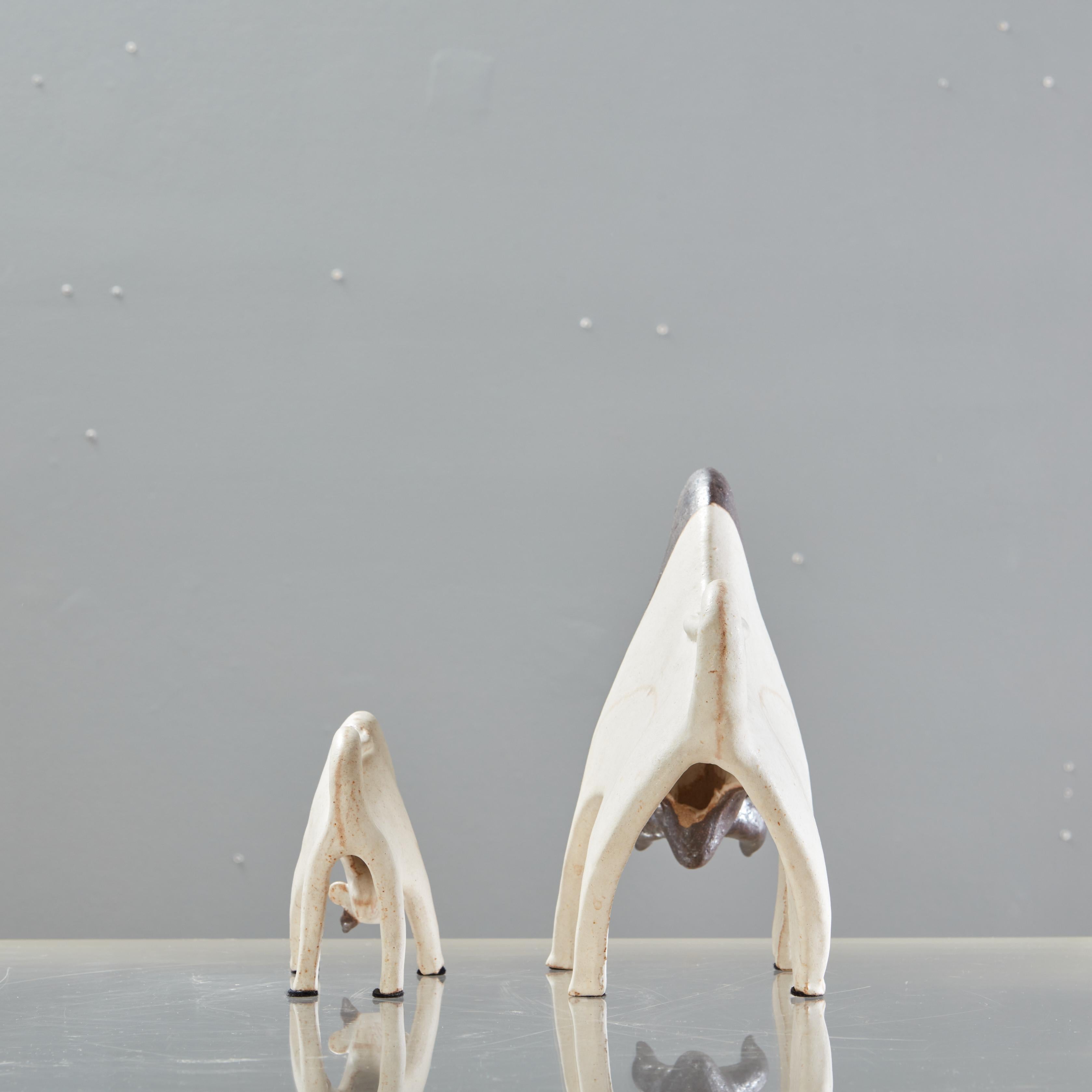 Hand-Crafted Bruno Gambone Ceramic Bulls, a Pair