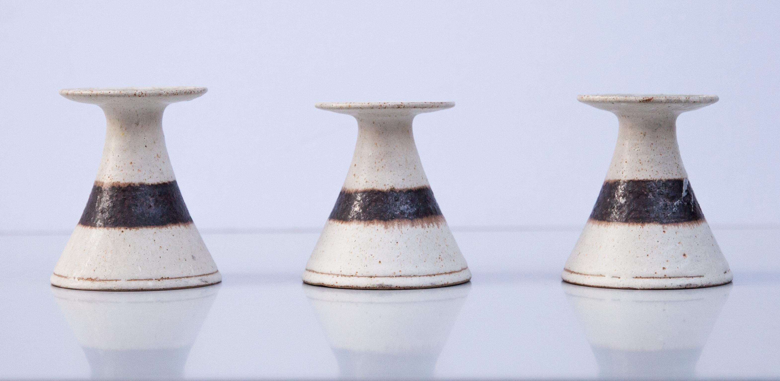 Stoneware Bruno Gambone Ceramic Candle Holders Set of 3