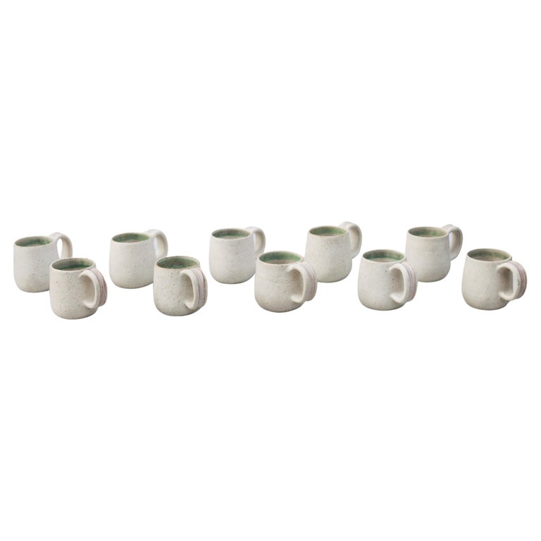 Bruno Gambone Ceramic Coffee Cups Set of 10 For Sale