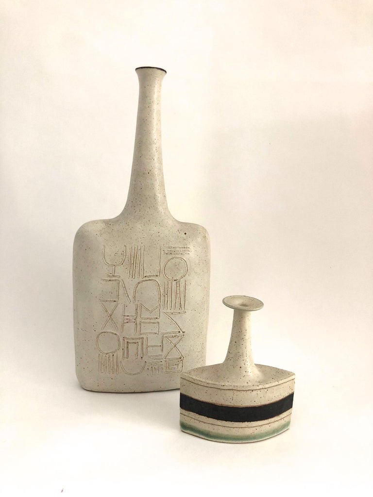 Engraved Bruno Gambone Ceramic Vase, 1970s