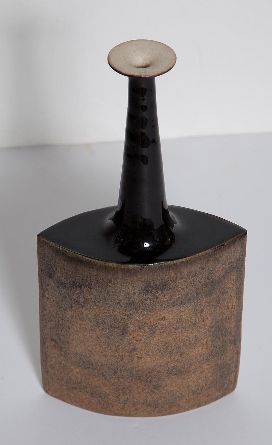 Italian Brown Bruno Gambone Ceramic Vase