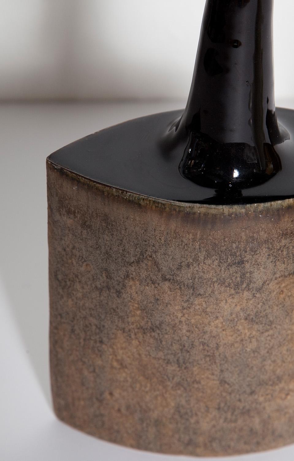 Brown Bruno Gambone Ceramic Vase In Good Condition In North Miami, FL