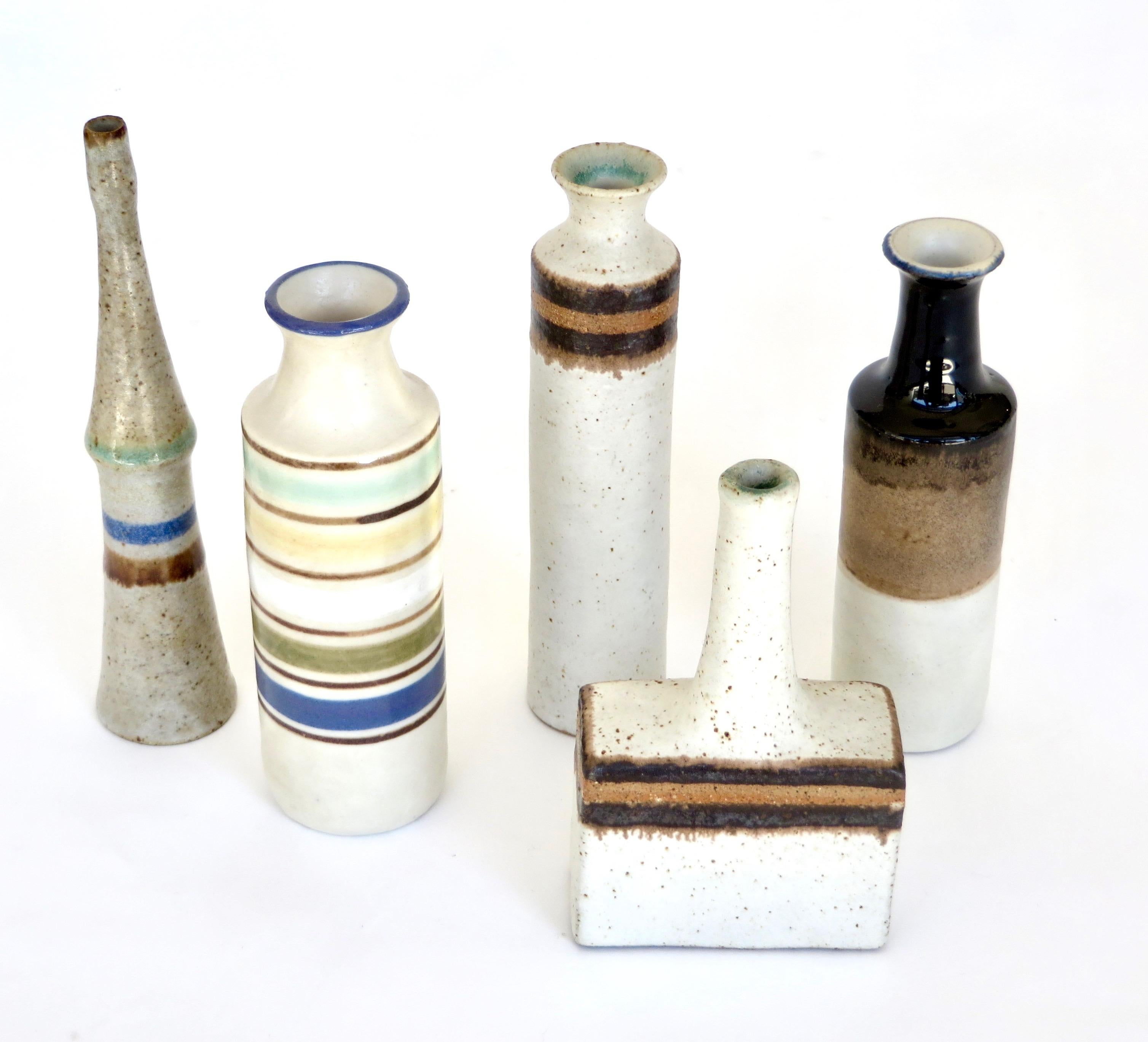 Mid-Century Modern Bruno Gambone Five Italian Ceramic Mini Bottles