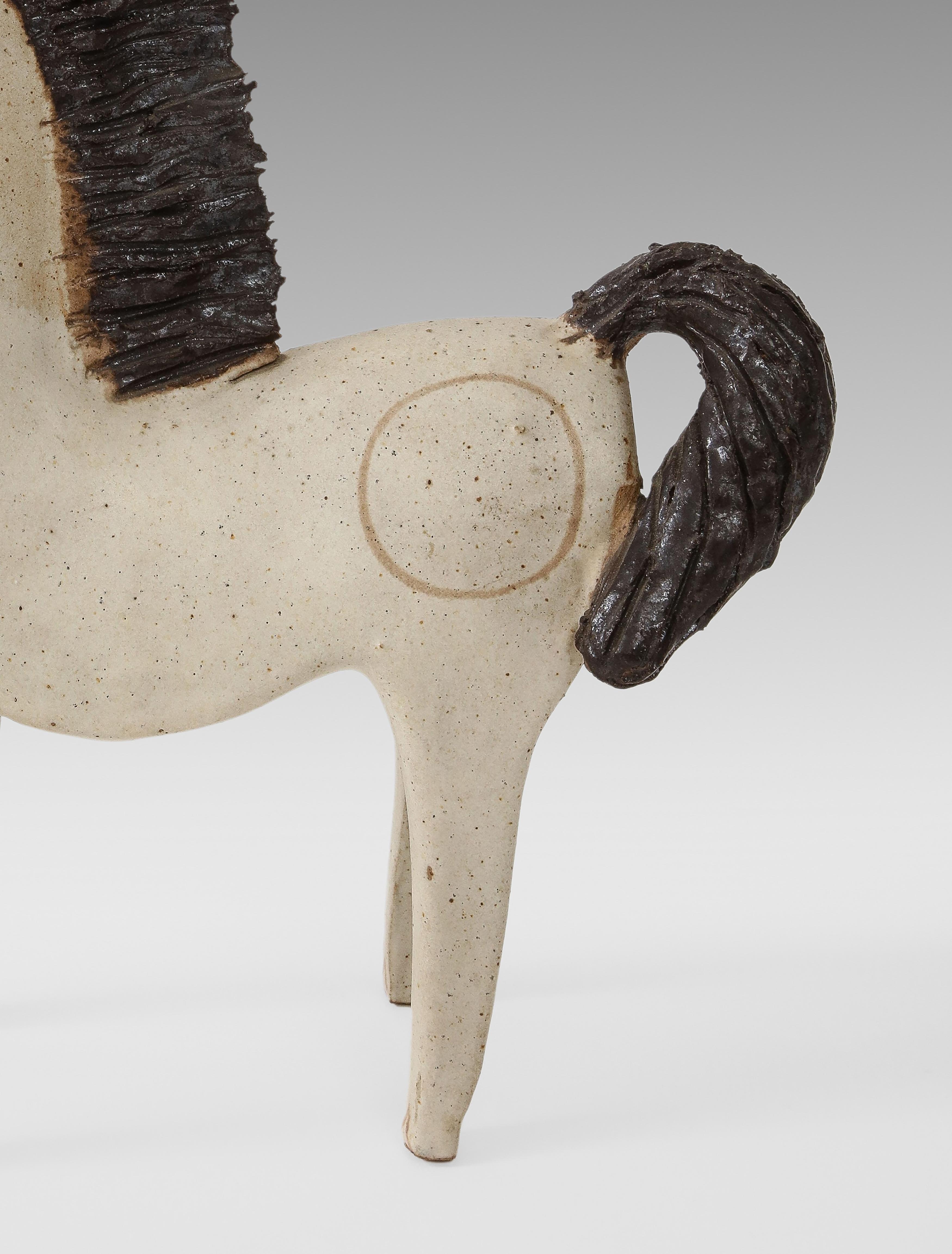 Bruno Gambone-Skulptur eines glasierten Keramikpferdes, Italien, 1970er Jahre im Angebot 4