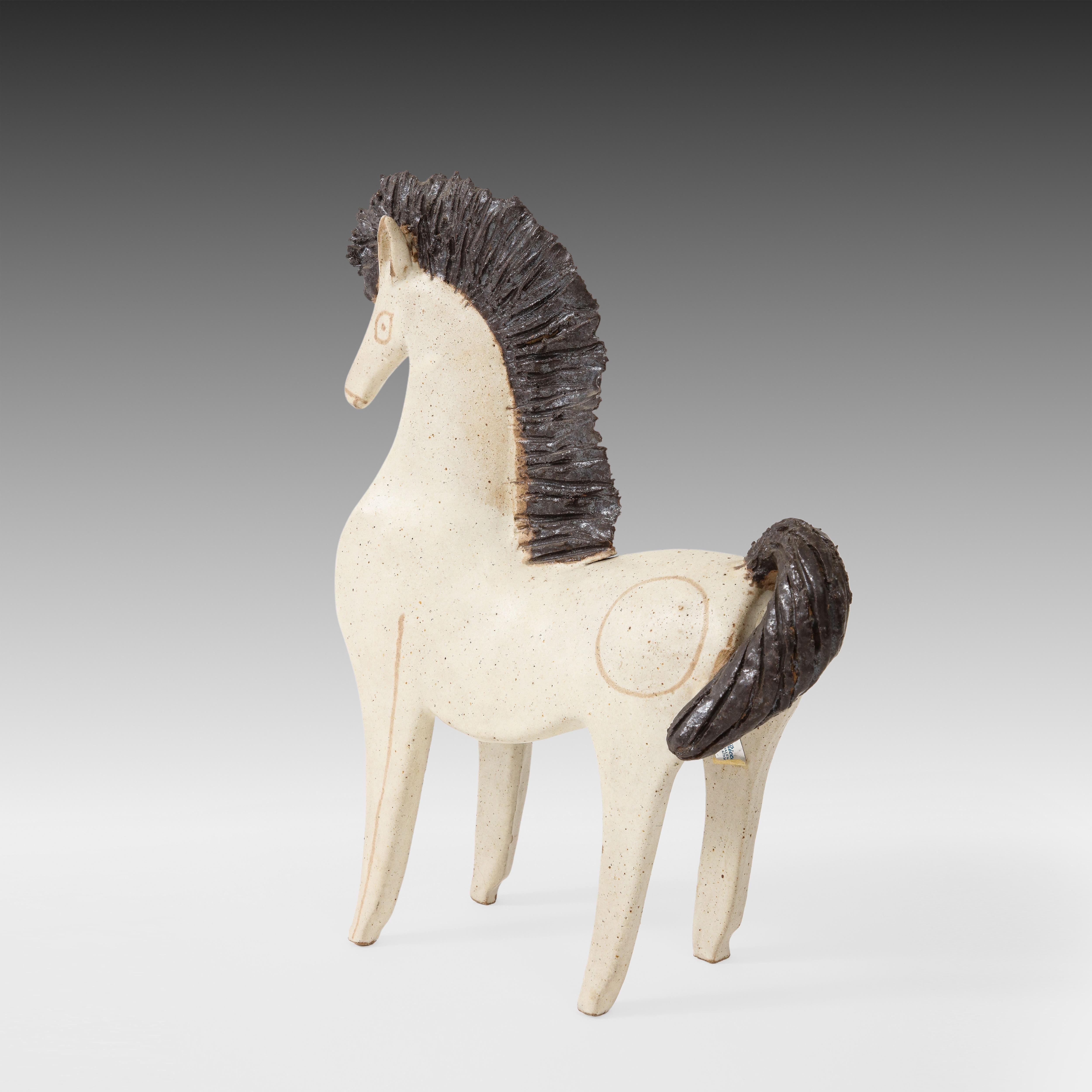 Mid-Century Modern Bruno Gambone Glazed Ceramic Horse Sculpture, Italy, 1970s For Sale