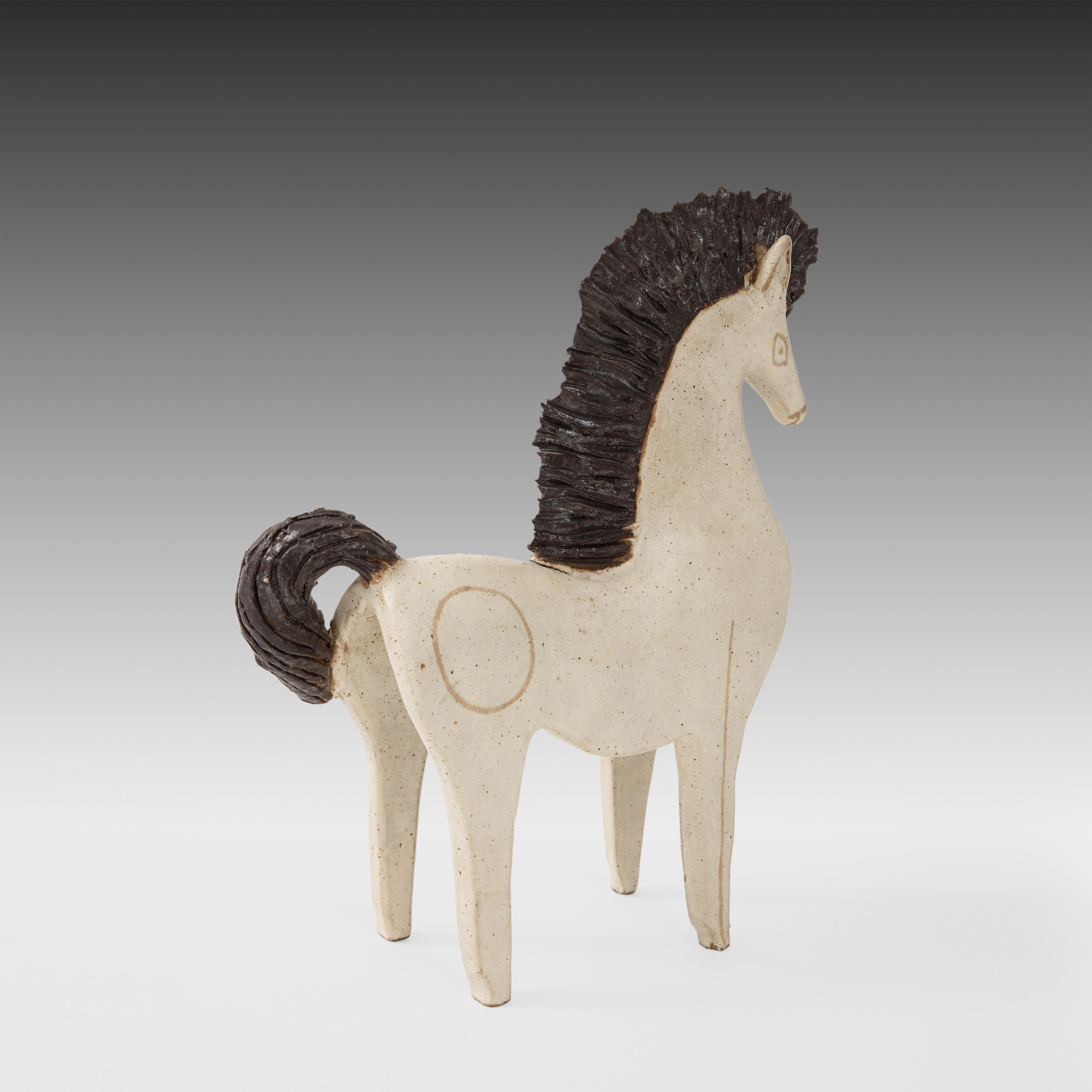 Vernissé Sculpture de cheval en céramique émaillée de Bruno Gambone, Italie, 1970 en vente