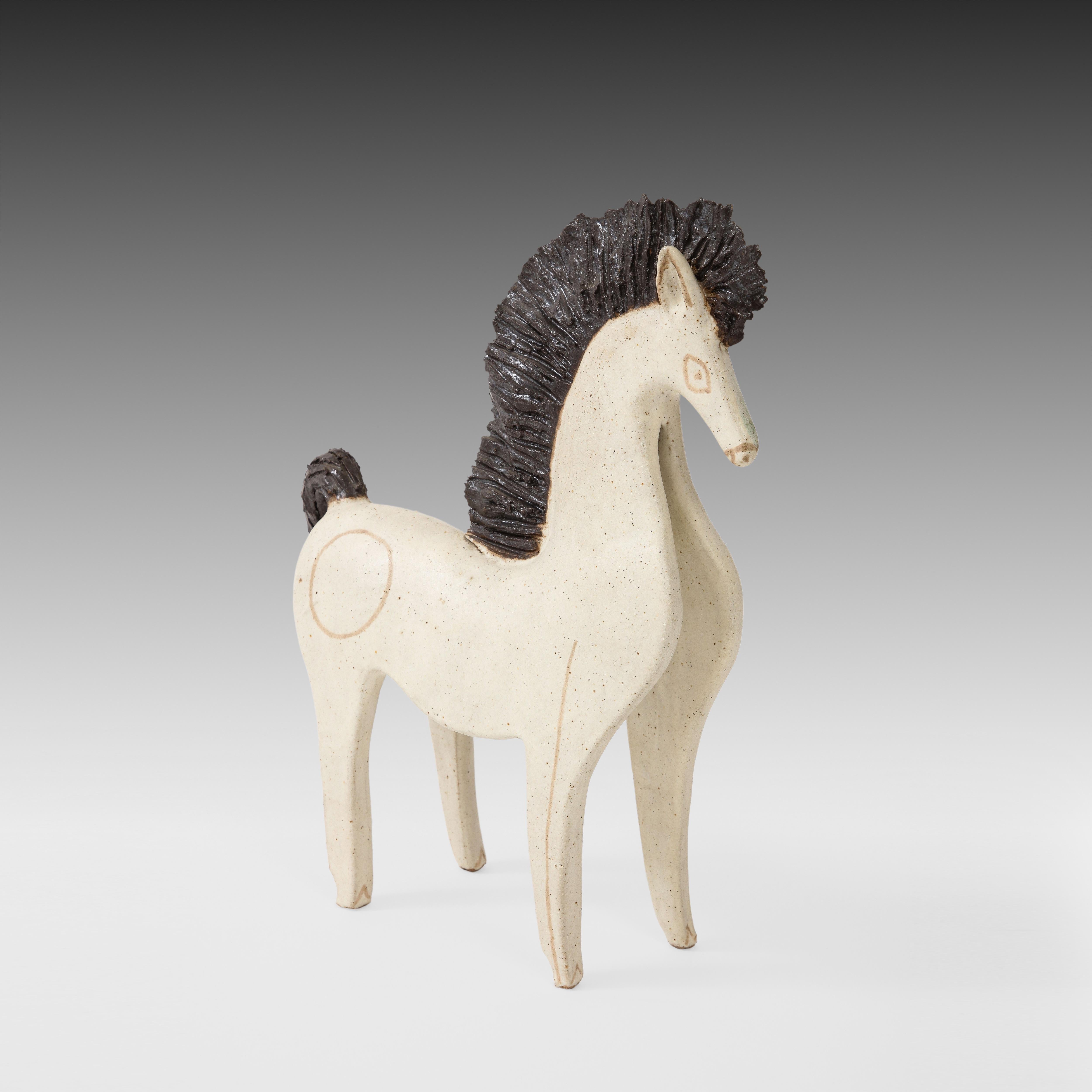 Fin du 20e siècle Sculpture de cheval en céramique émaillée de Bruno Gambone, Italie, 1970 en vente
