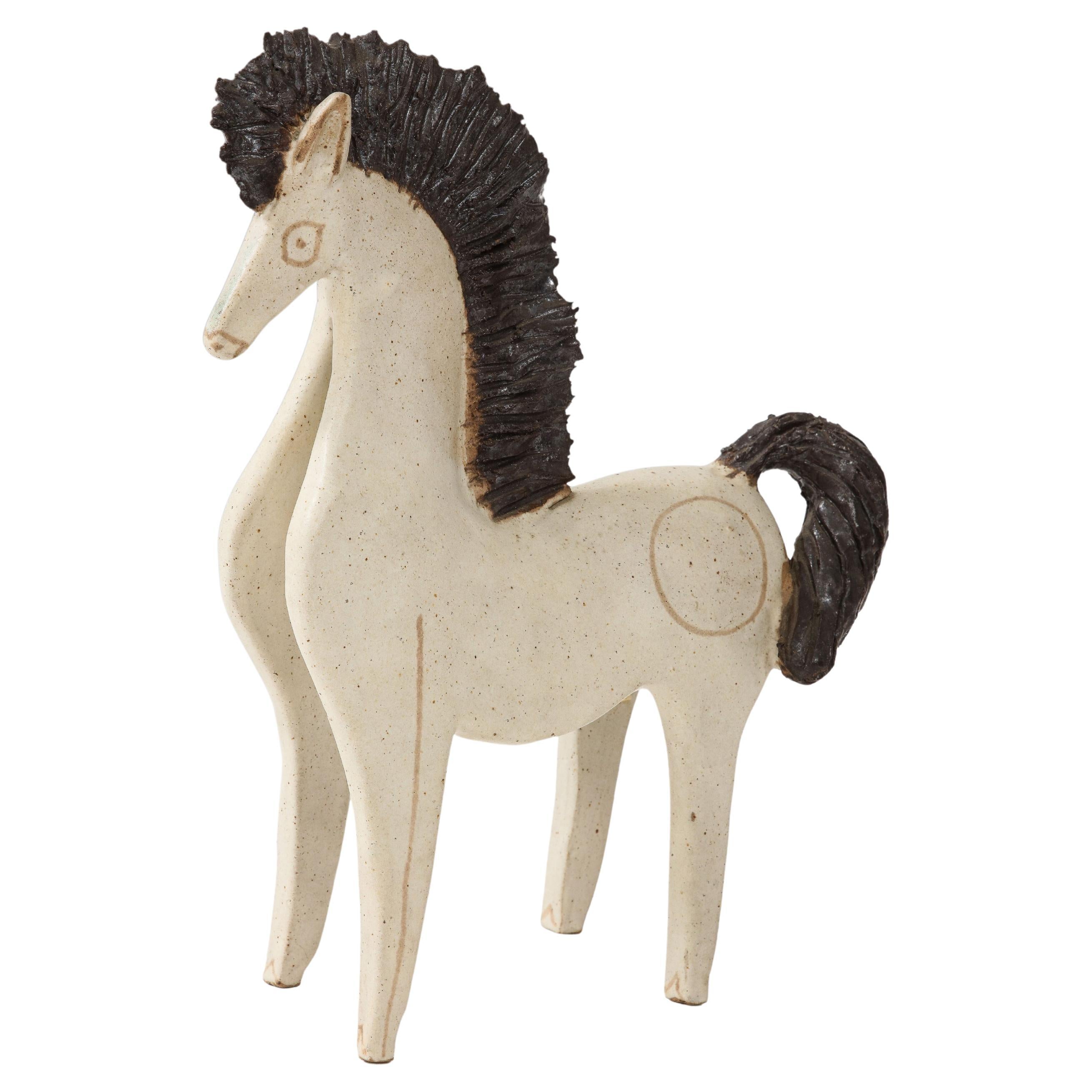 Scultura di cavallo in ceramica smaltata Bruno Gambone, Italia, anni '70