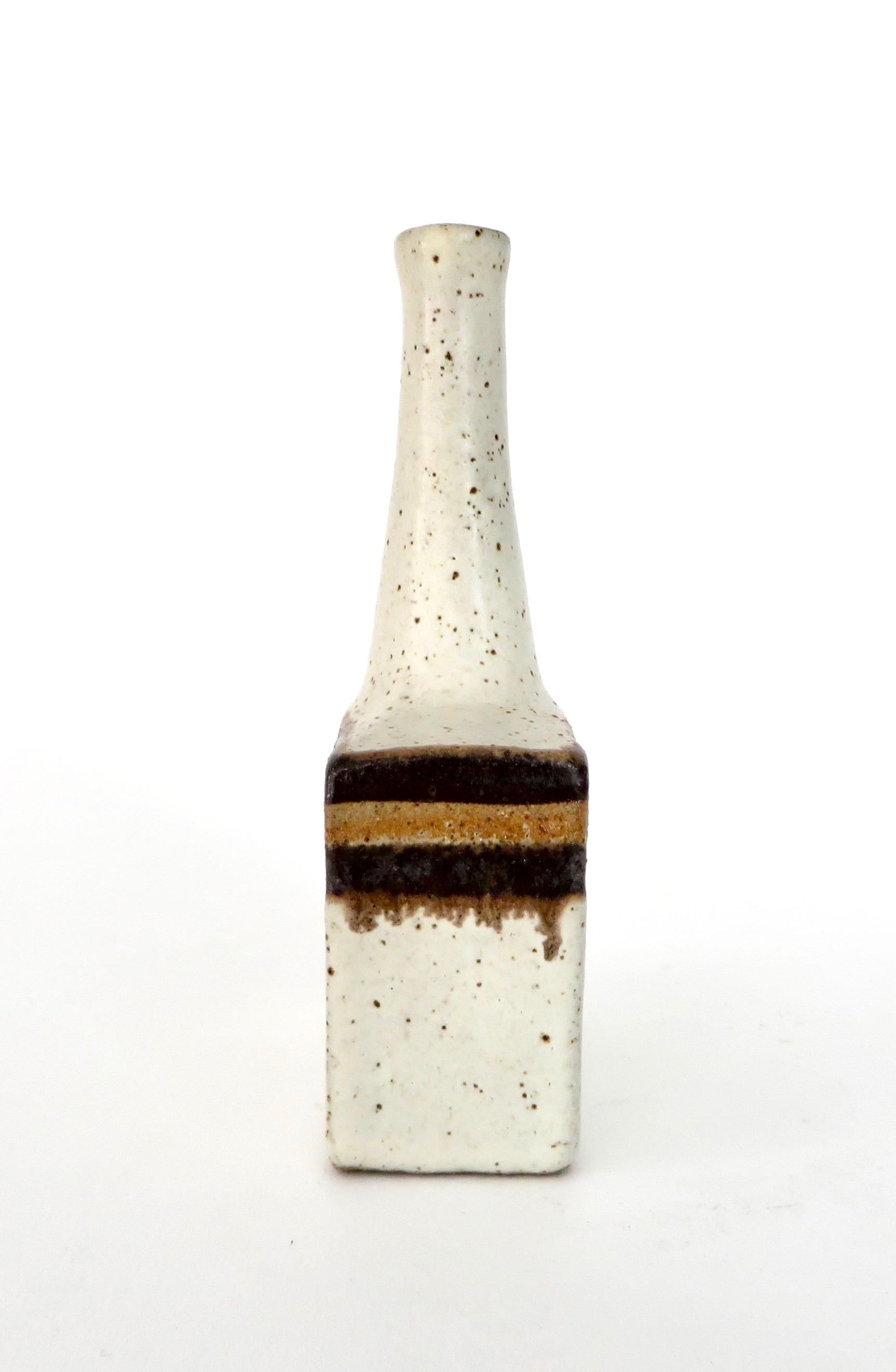 Mid-Century Modern Bruno Gambone Glazed Ceramic Mini Bottle Vase, Italy, circa 1970