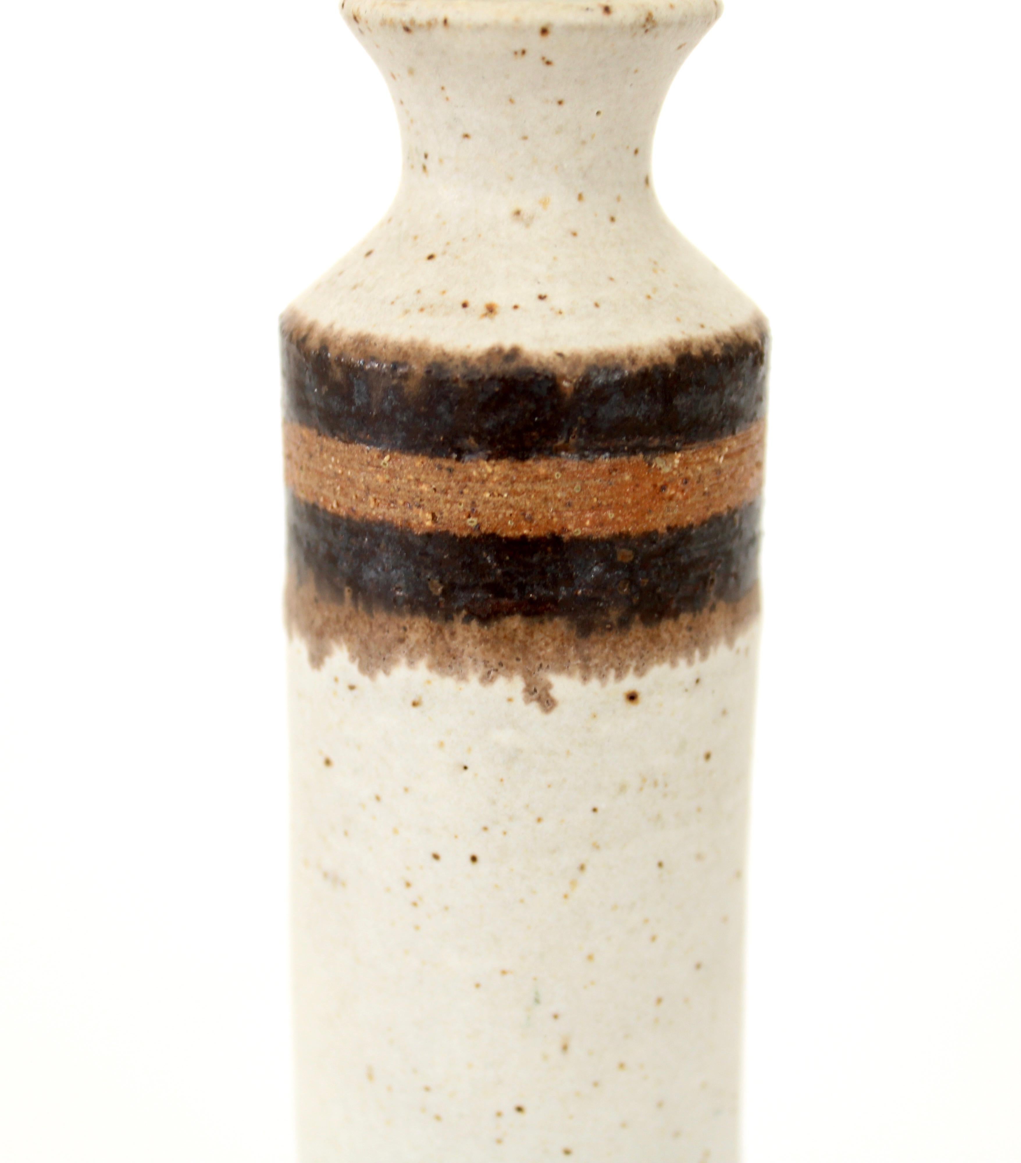 Late 20th Century Bruno Gambone Glazed Ceramic Mini Bottle Vase Italy, circa 1970