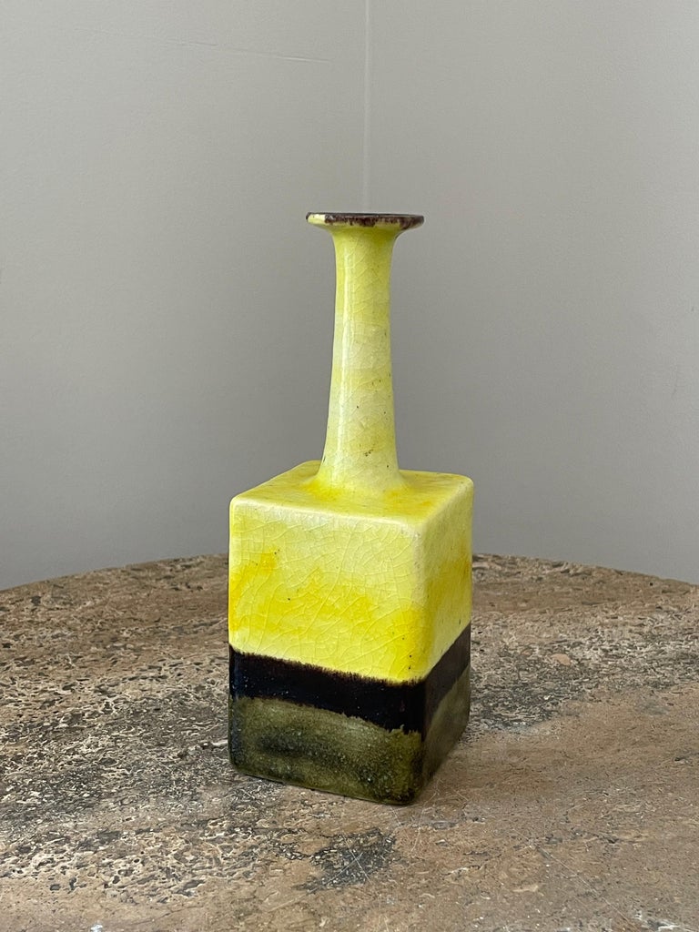 Mid-Century Modern Bruno Gambone Glazed Ceramic Vase, Italy For Sale