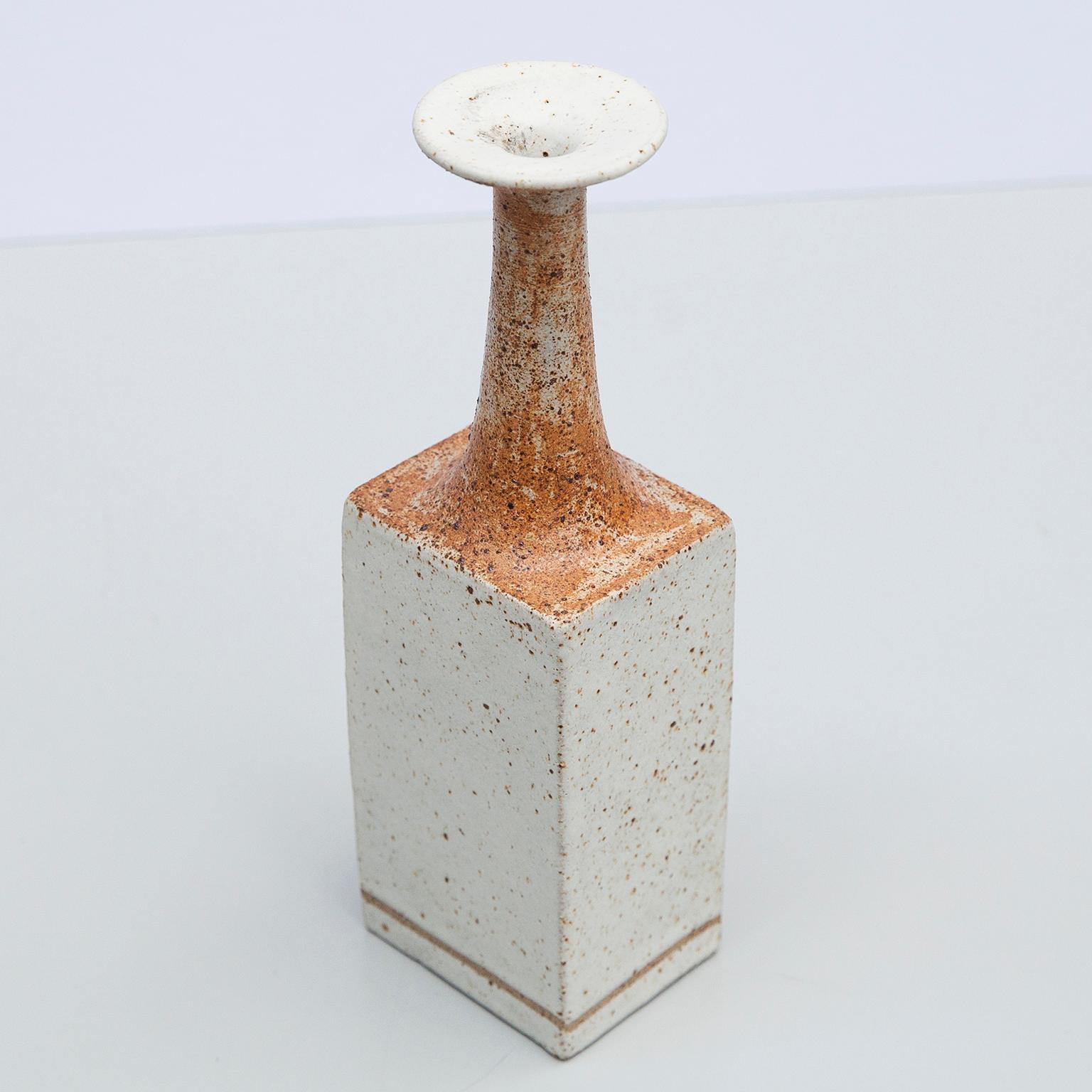 Italian Bruno Gambone Greige Ginger Ceramic Vase Italy 1980s Set of Three