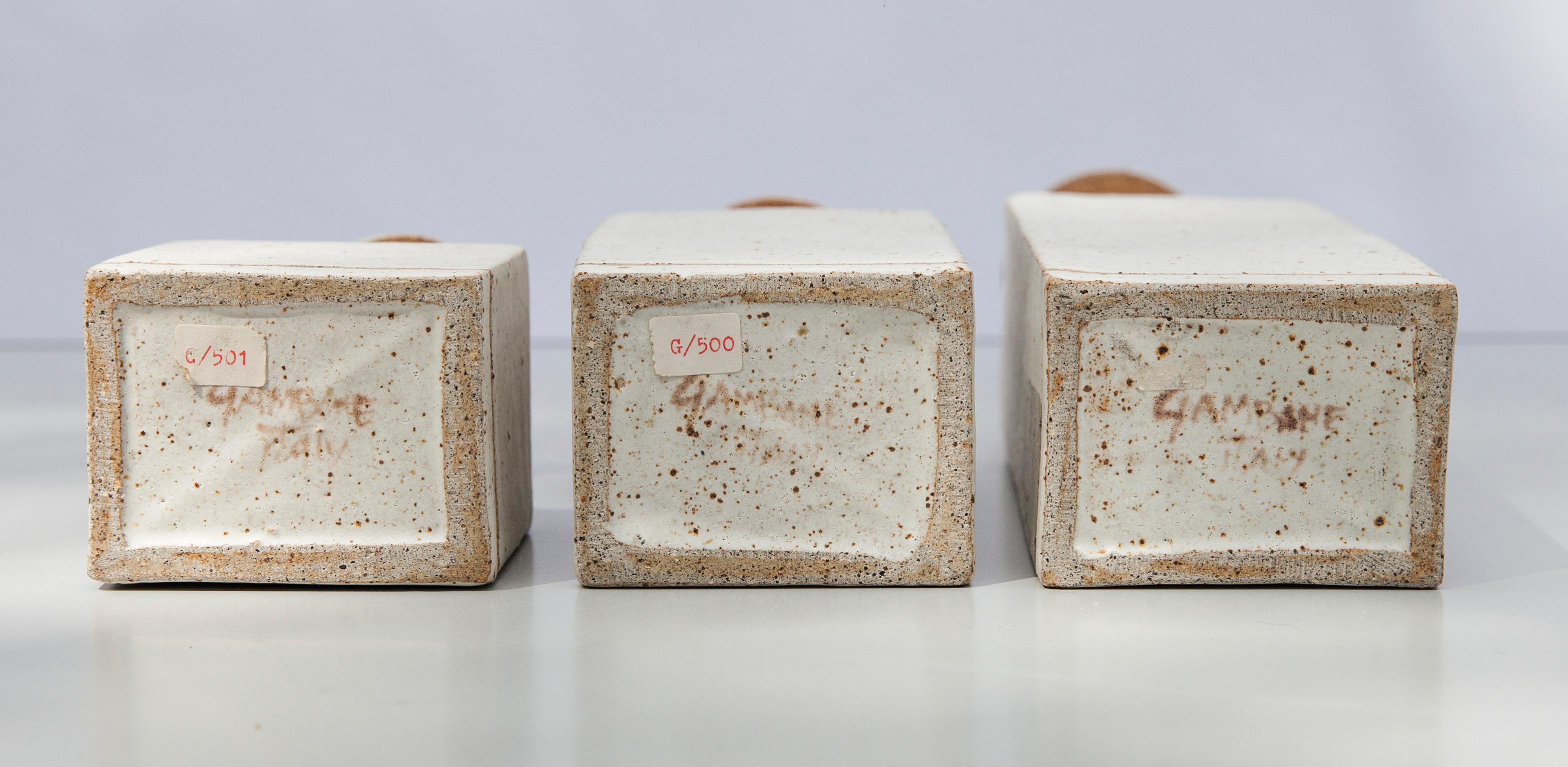 Stoneware Bruno Gambone Greige Ginger Ceramic Vase Italy 1980s Set of Three