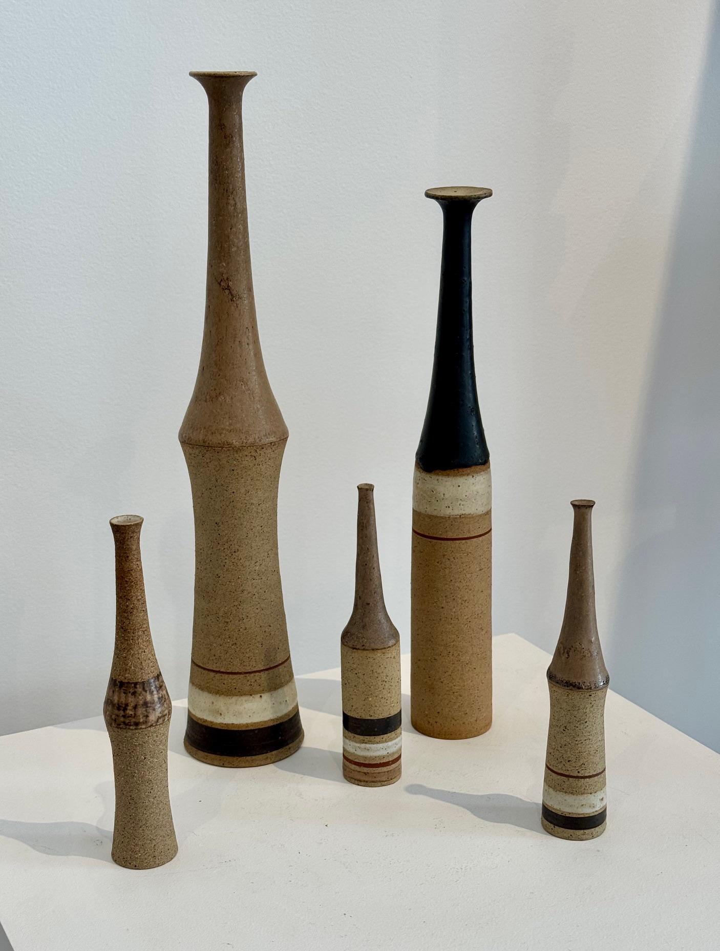 Céramique Bruno Gambone Italian Decorative Mid-Century Set of 5 Ceramic Vases (Ensemble de 5 vases en céramique) en vente